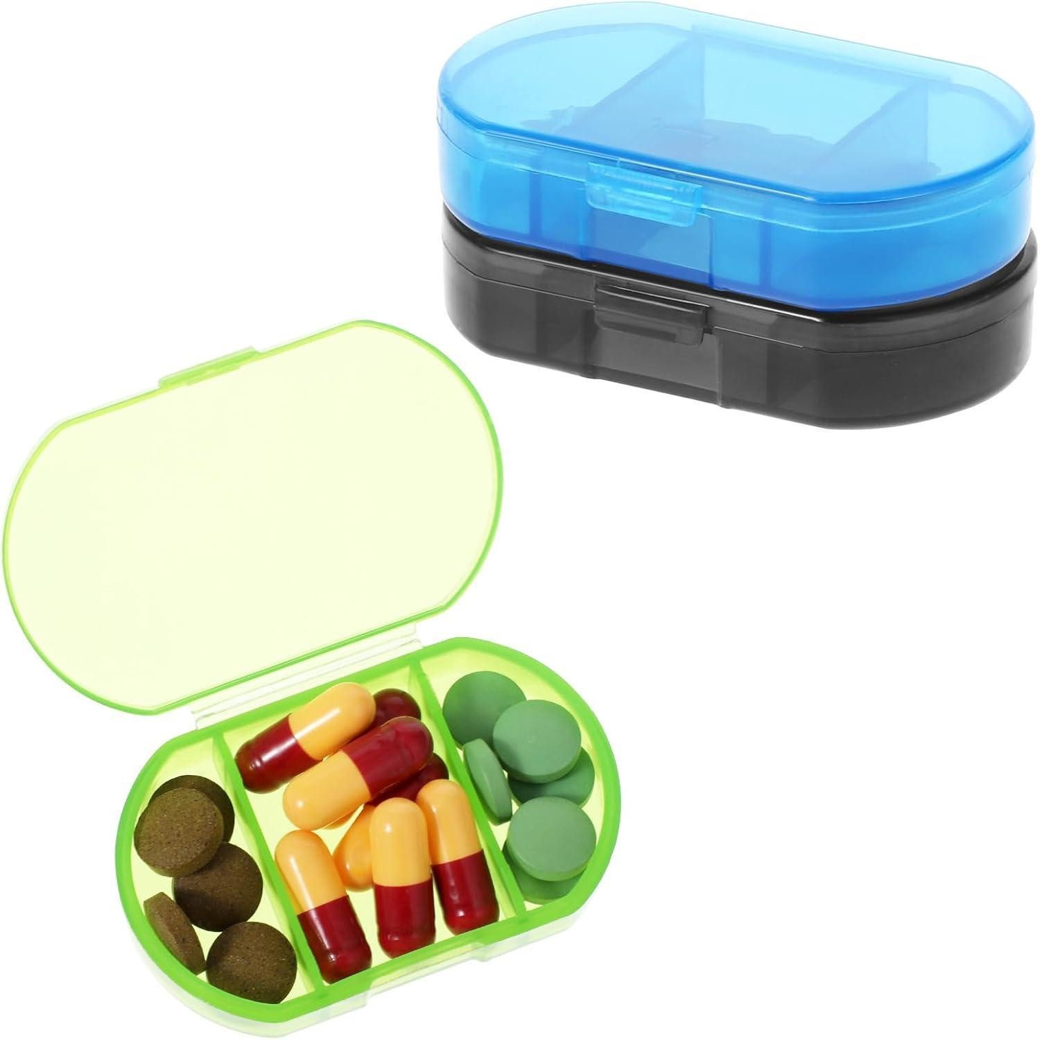 LuxusKollektion Pillendose Kleine Pillendose mit 3 Fächern Kunststoff Tablettenbox 3er Set