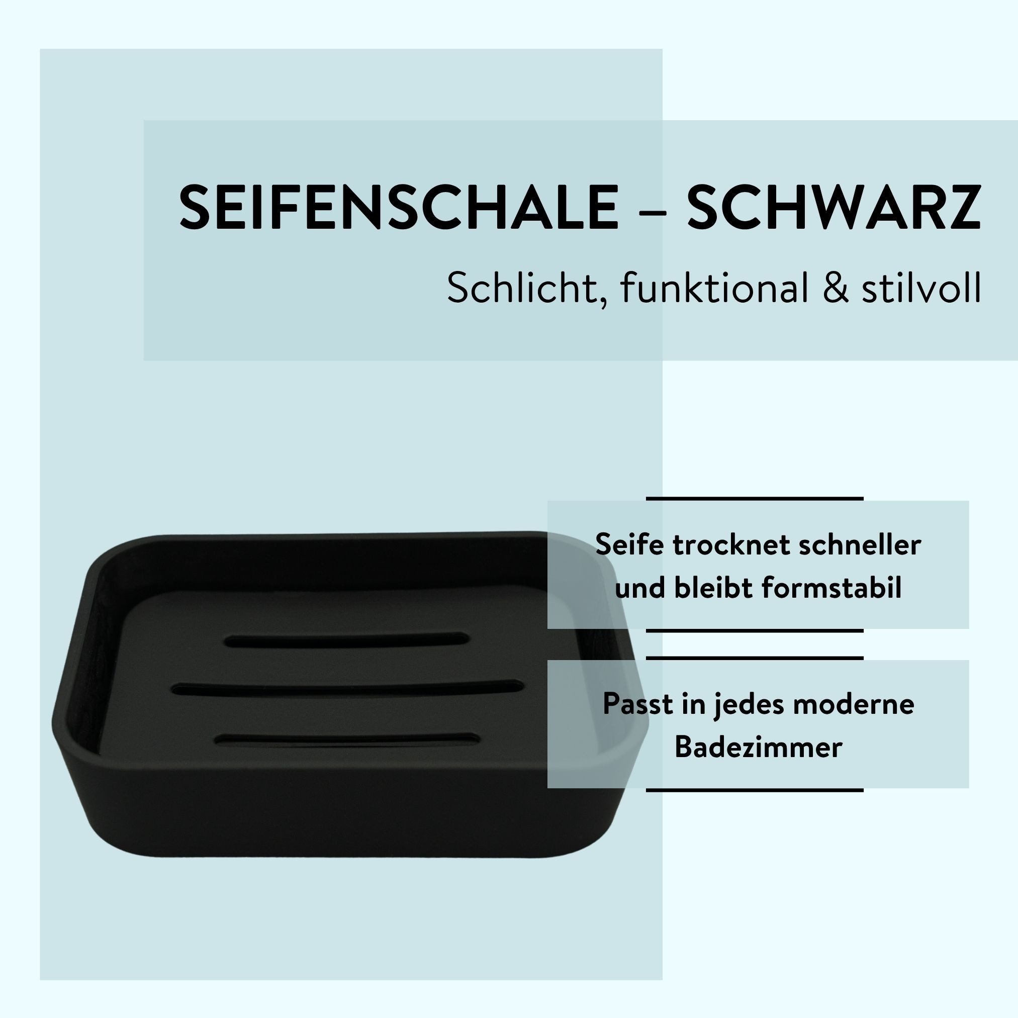 PARSA Beauty Seifenschale Essential Seifenschale Flair Rubber, Stilvoll & Hygienisch in Schwarz