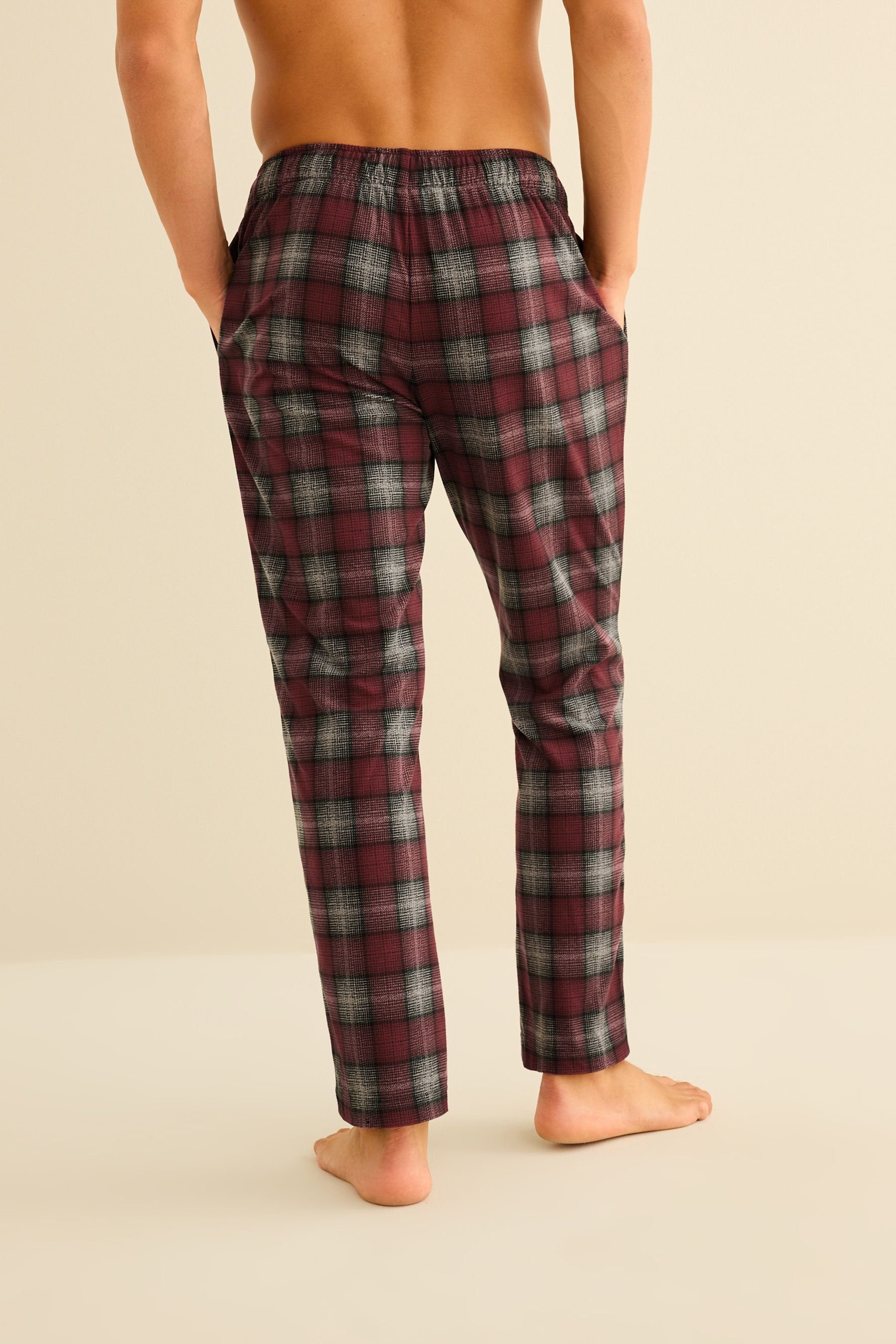 (1-tlg) gemütliche Red Next Flex Schlafanzughose Check Motion Pyjamahose