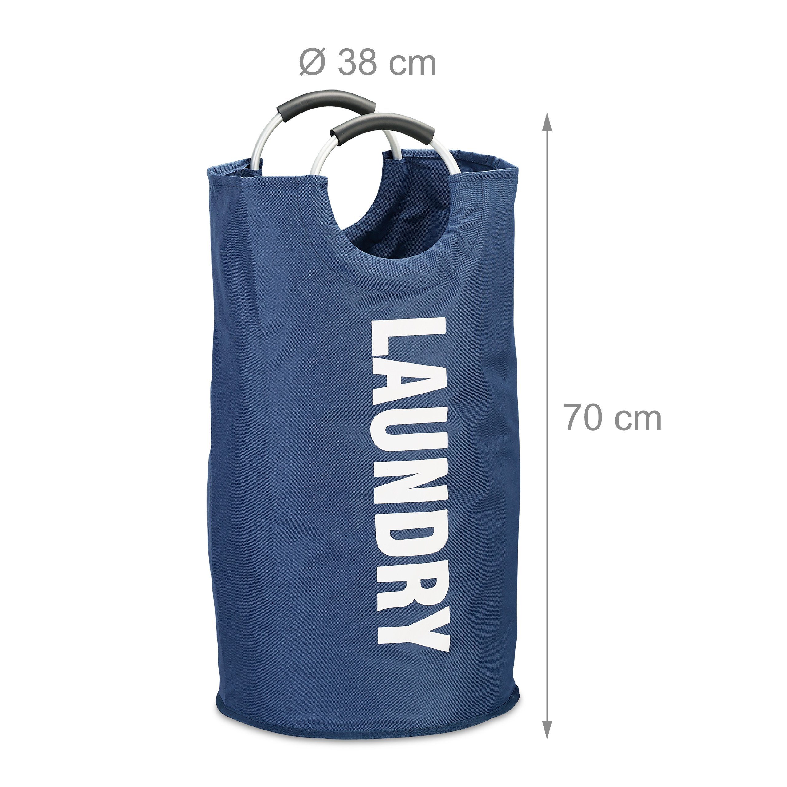 relaxdays Wäschekorb Faltbarer Wäschekorb mit Henkel, blau