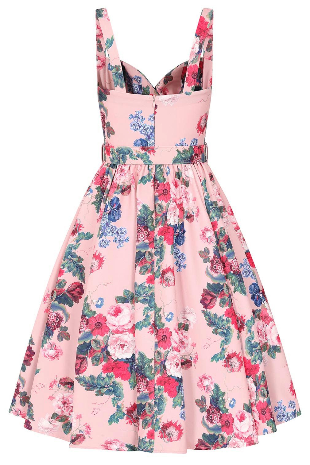 Hearts & Roses London A-Linien-Kleid Rosabelle Bloom Rosen Pfingstrosen Vintage 50s