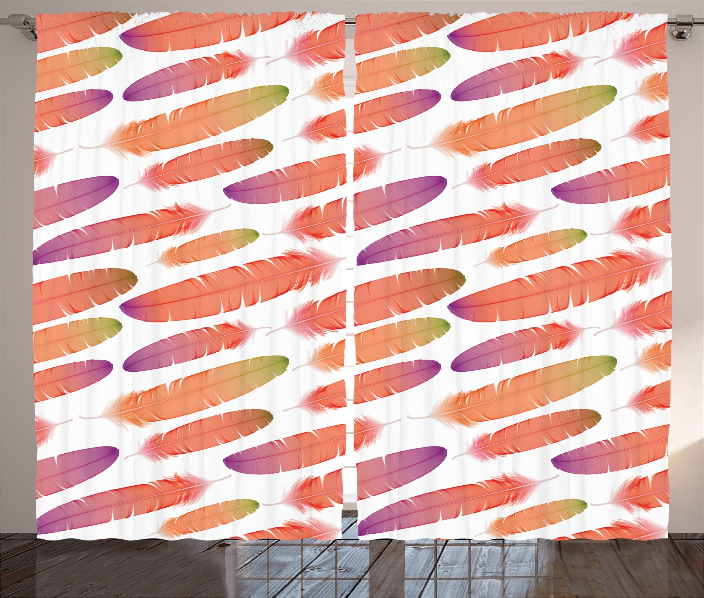 Kräuselband der Tile Schlafzimmer Gardine und Abakuhaus, Haken, Vorhang Farbe Details Gefieder Schlaufen mit