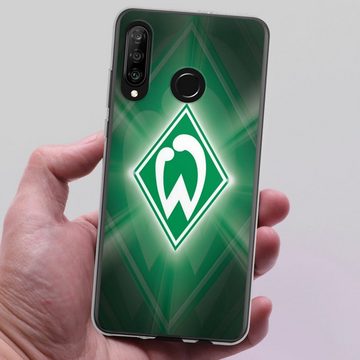 DeinDesign Handyhülle SV Werder Bremen Offizielles Lizenzprodukt Wappen Werder Bremen Laser, Huawei P30 Lite Silikon Hülle Bumper Case Handy Schutzhülle