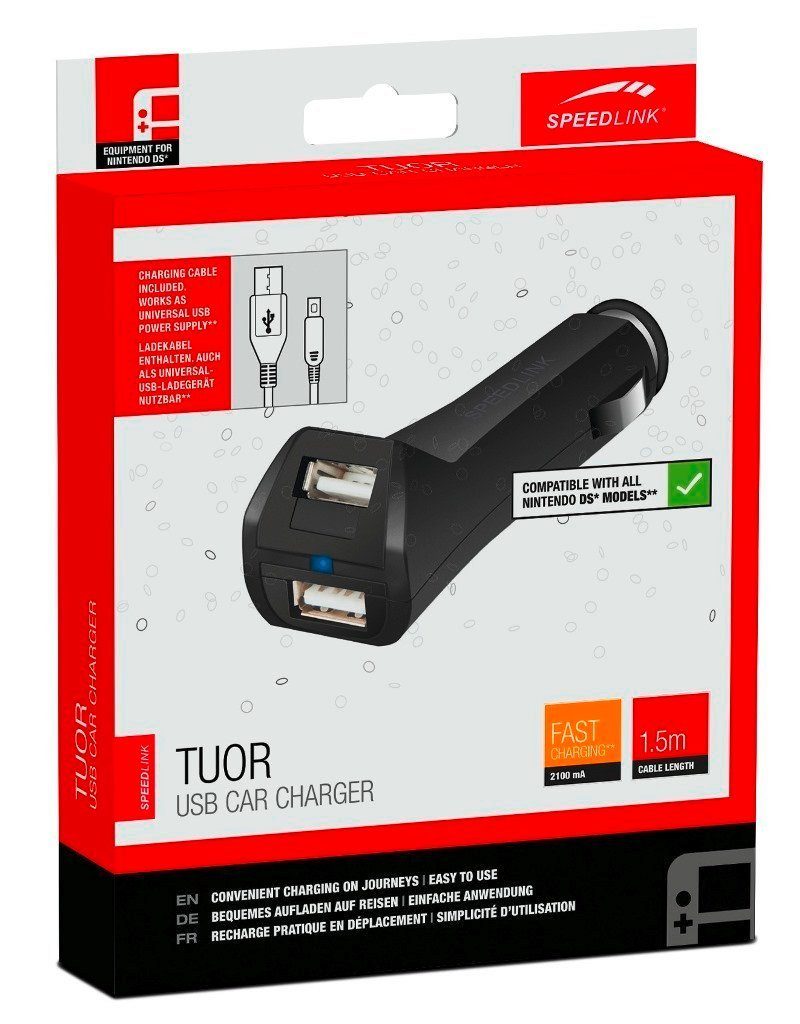 Speedlink USB Kfz Car Charger Auto Ladegerät Ladekabel Lader Zubehör Nintendo
