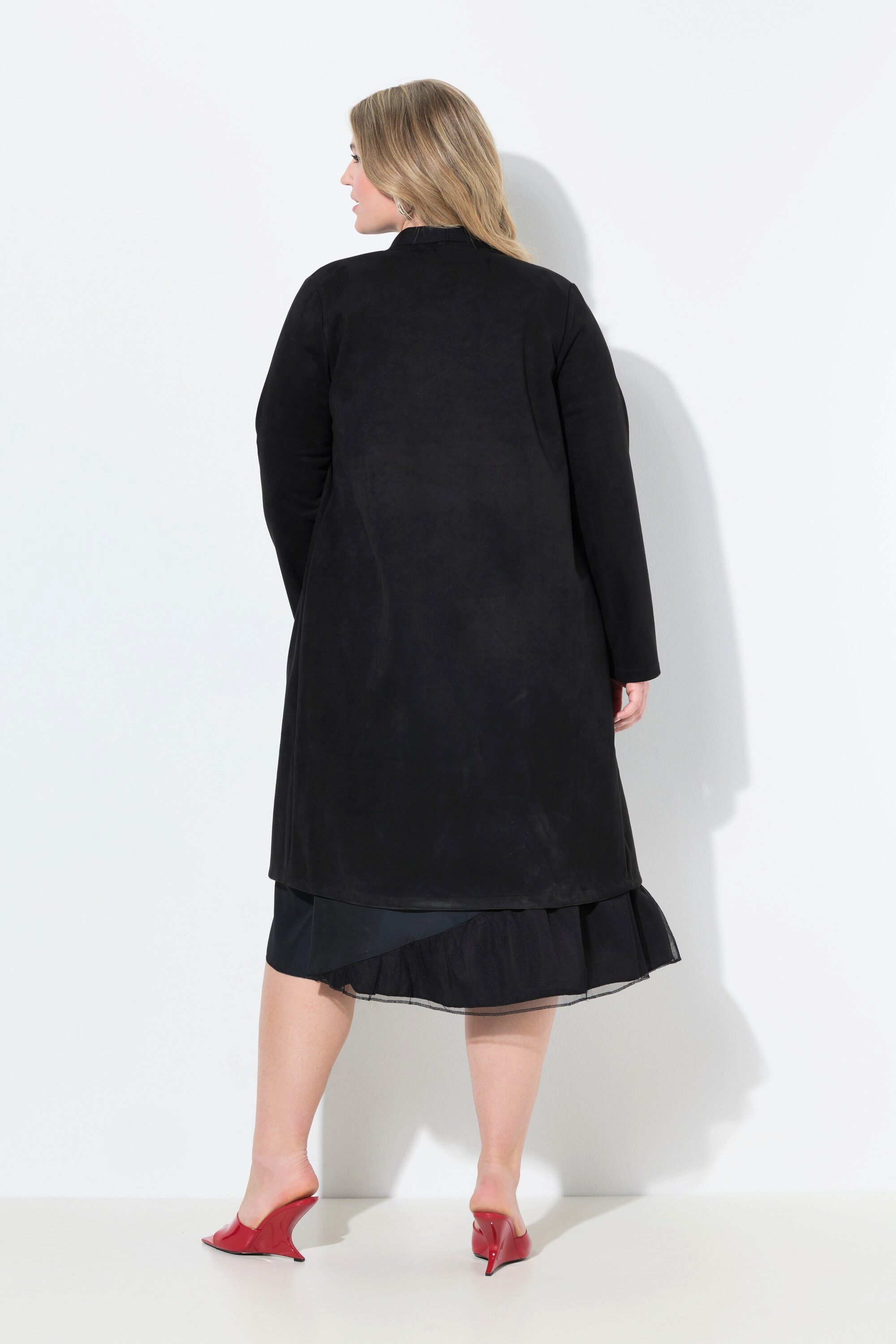 MIAMODA Langjacke Mantel lange A-Linie offene Form Reverskragen
