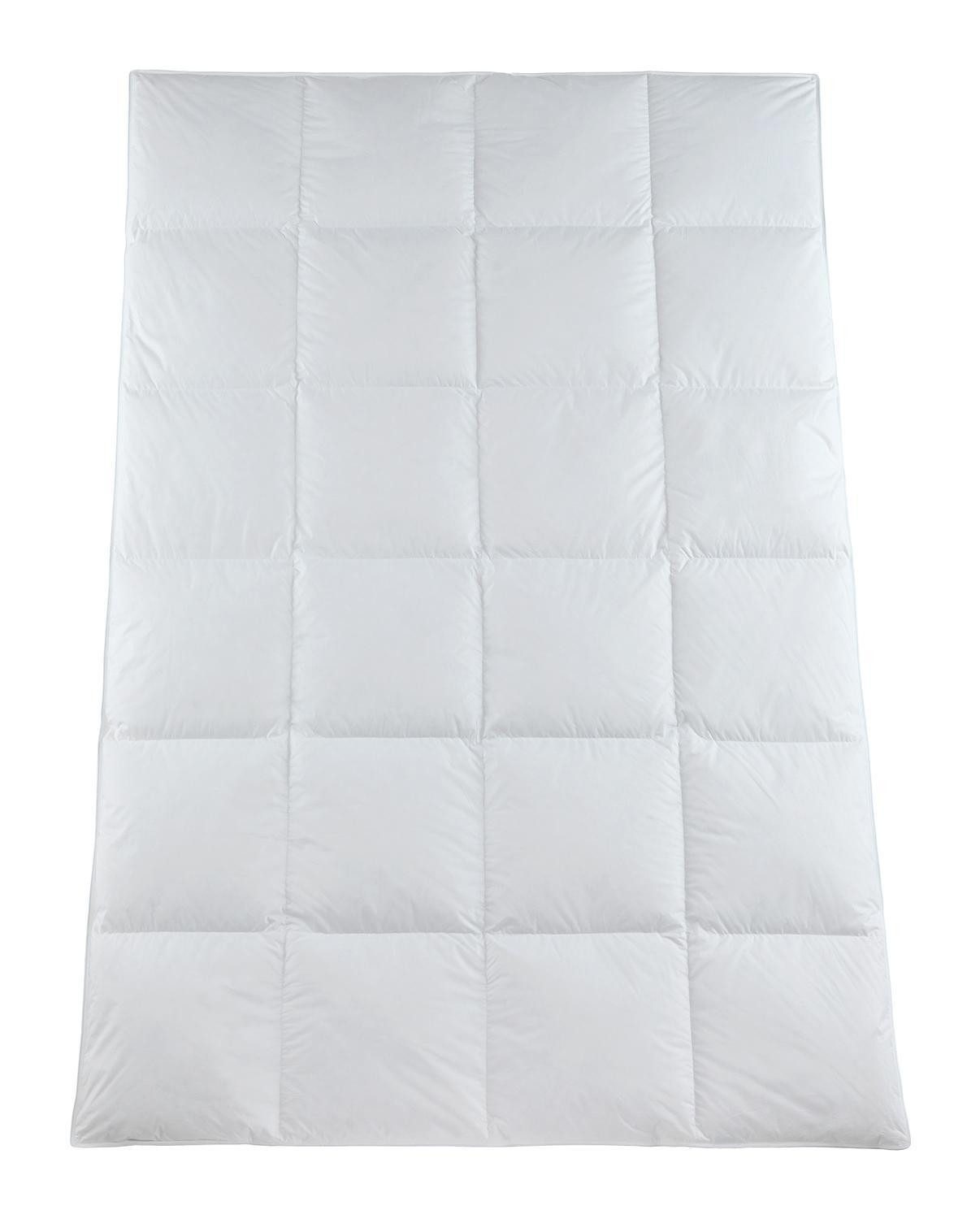 MONDO Baumwollbettdecke ELVY, 135 x 200 cm, Weiß, Karosteppung, Füllung: 90% Daunen, 10% Federn, Bezug: Baumwolle, Satinbiese, 800 g Füllgewicht