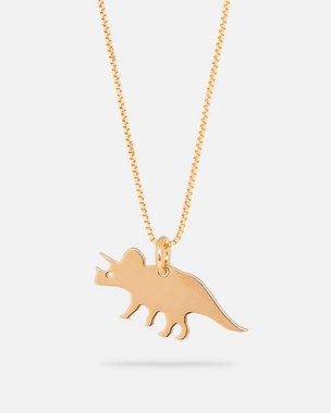 Malaika Raiss Kette mit Anhänger Dinolove Triceratop Halskette Damen Gold Dinosaurier Anhänger 45 cm, Silber 925, 24 Karat vergoldet