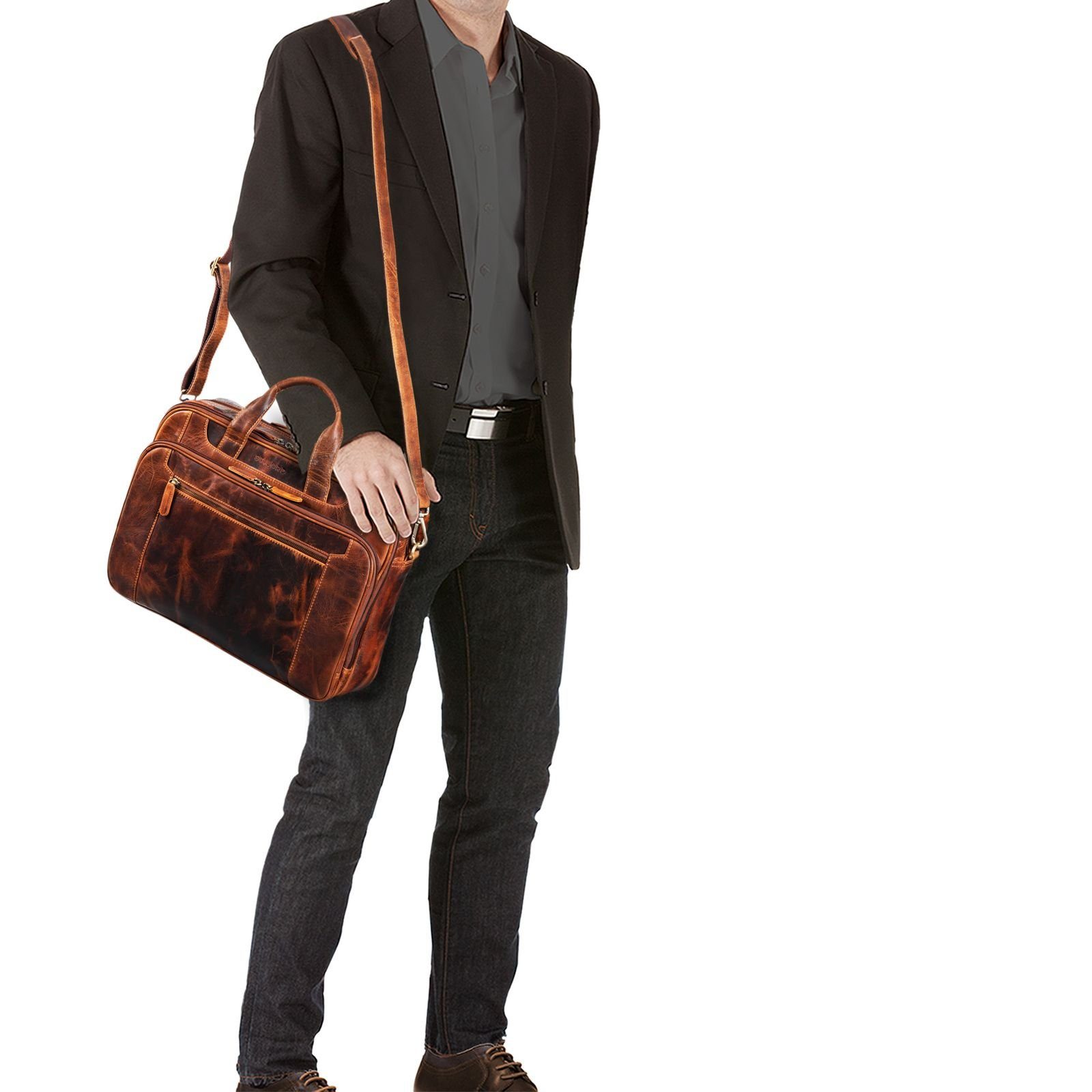 STILORD Aktentasche "Nelson" Businesstasche Herren Leder