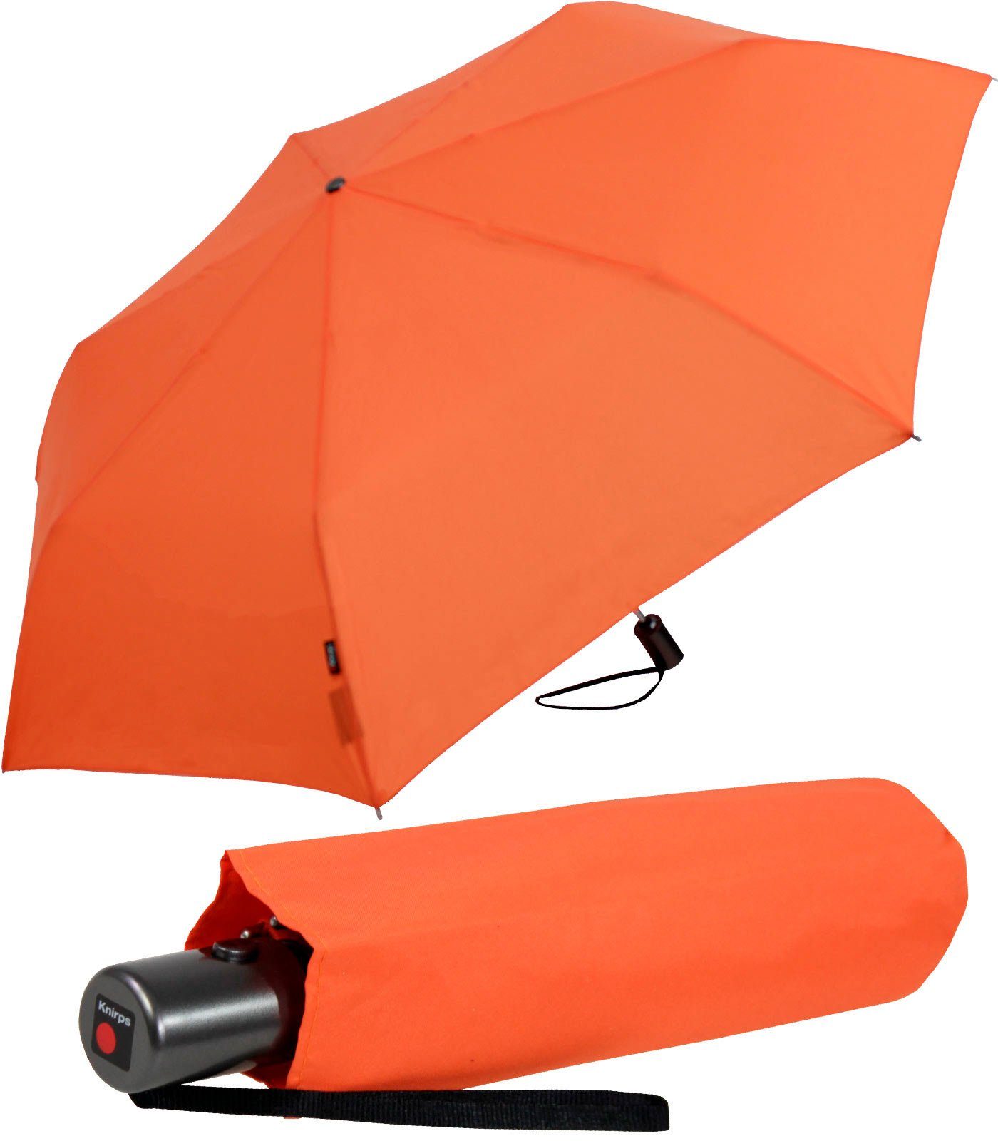 Knirps® Taschenregenschirm Tasche Slim Duomatic orange mit klein dabei, in Automatik, immer passt Auf-Zu jede leicht und