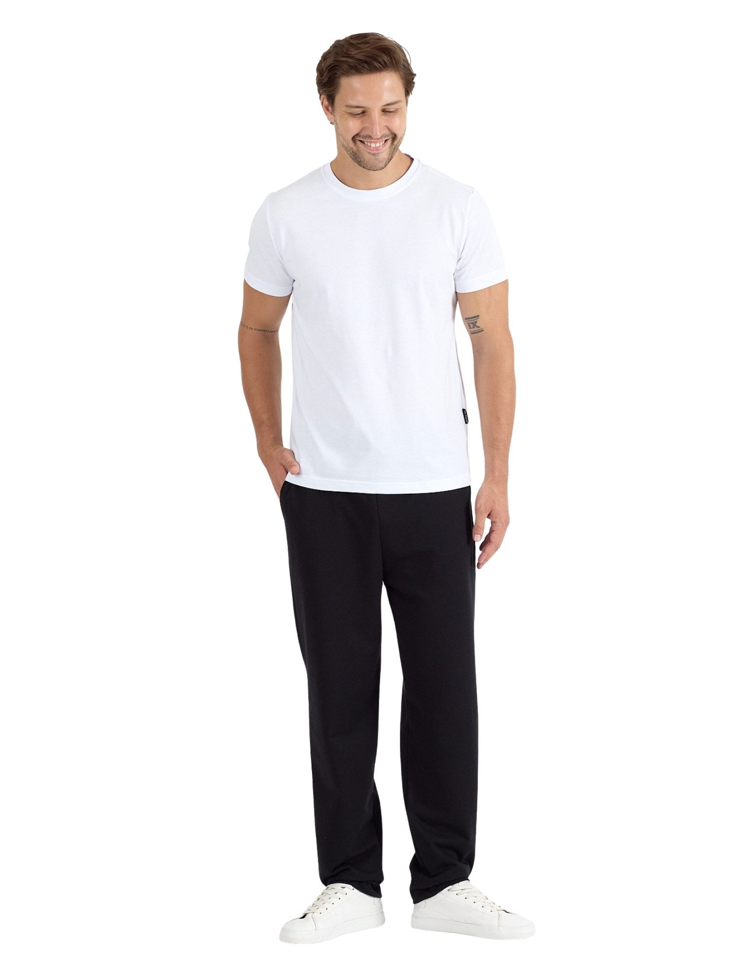 COMEOR Pyjama COMEOR Herren Pyjama Set 2-teilig – Kurzarm T-Shirt & lange Hose mit elastischem Bund, 2-teiliges Set, mit Seitentaschen