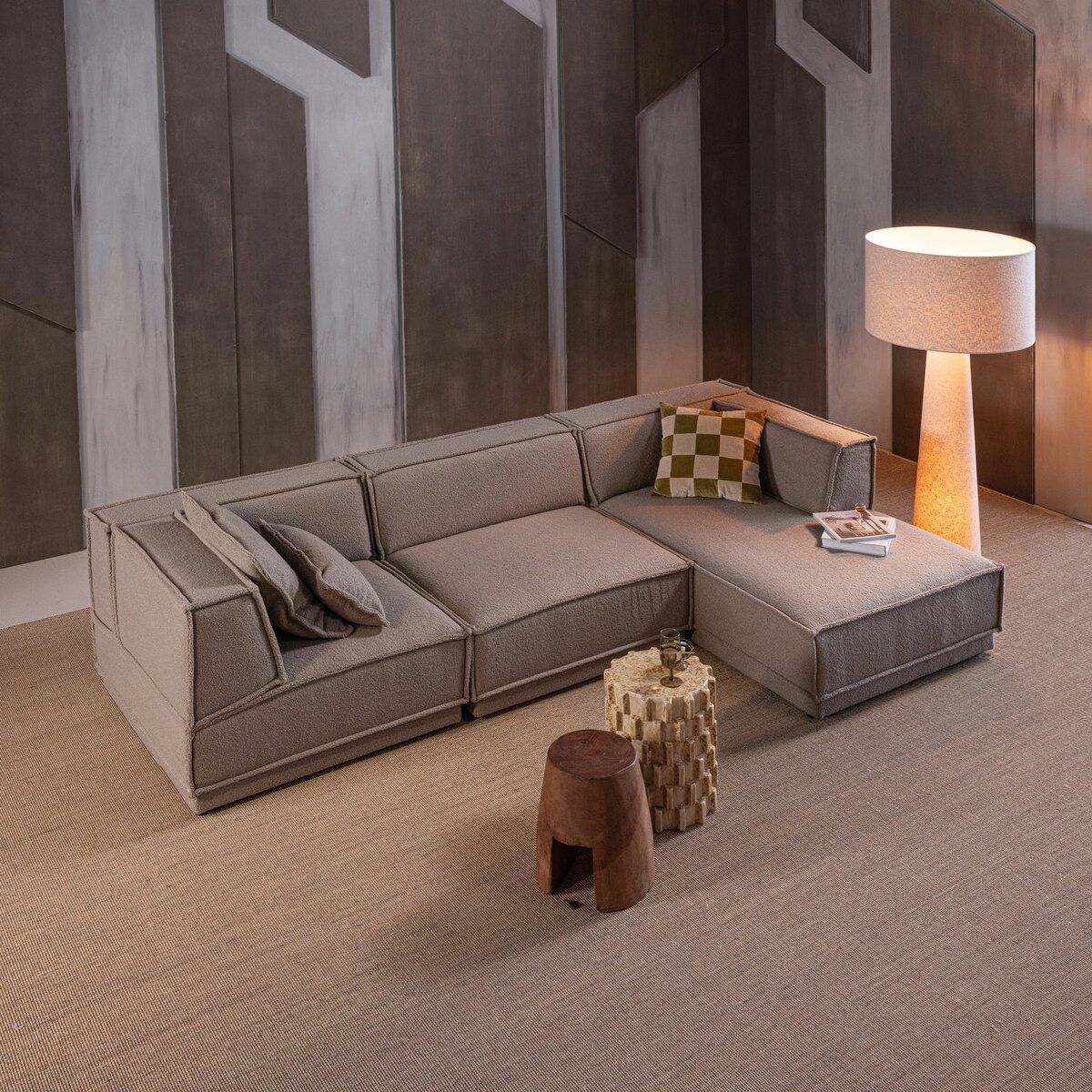 WOOOD Ecksofa, Geräumige Sitzfläche, bequem und weich gepolstert