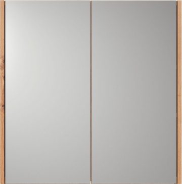 Places of Style Spiegelschrank Tarragona (1-St) Breite 69 cm, 2 Türen, 2 Einlegeböden, matt, braune Holzoptik / weiß