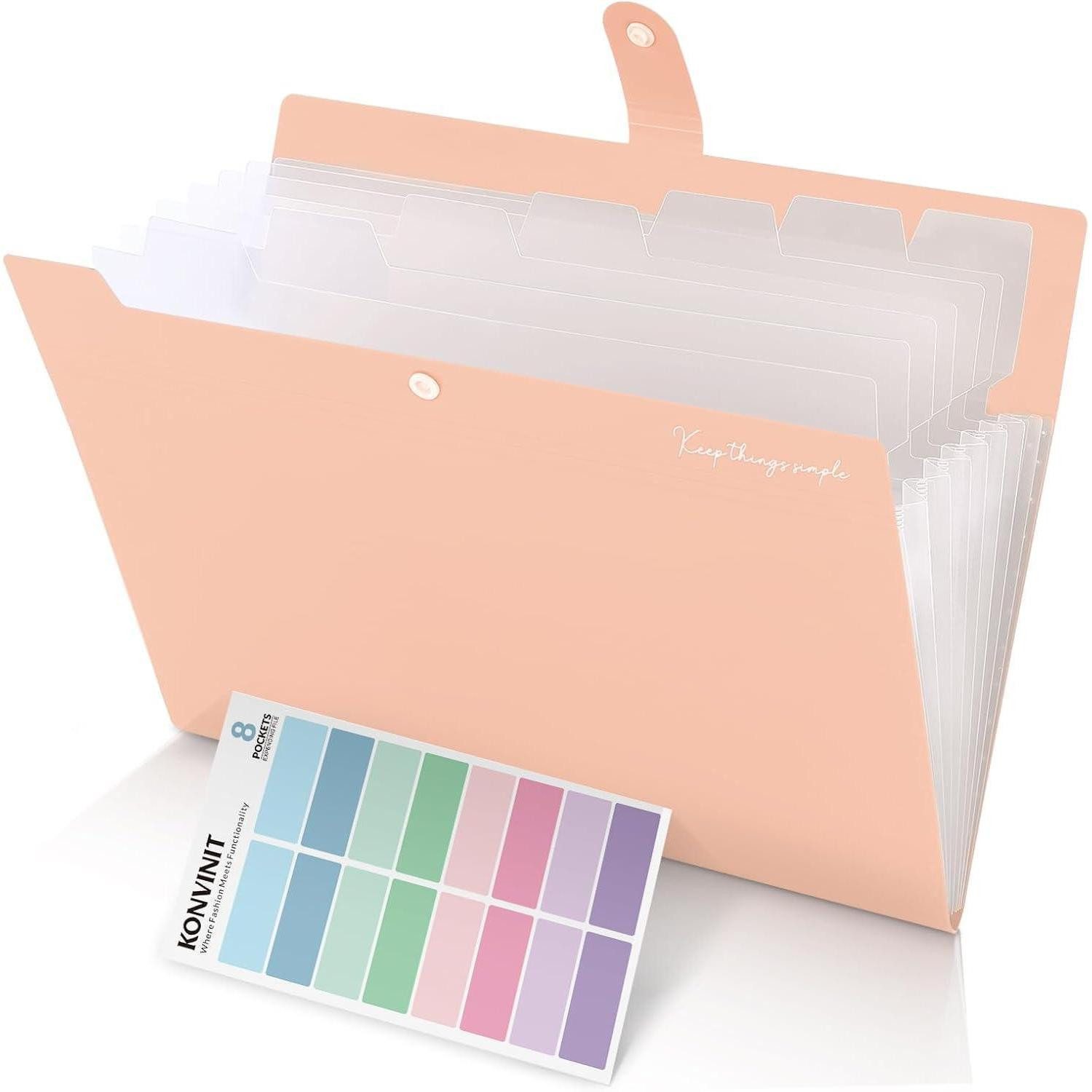 LuxusKollektion Fächermappe Dokumentenmappe A4 Fächermappe Kunststoff Rosa 7 Fächer Organizer