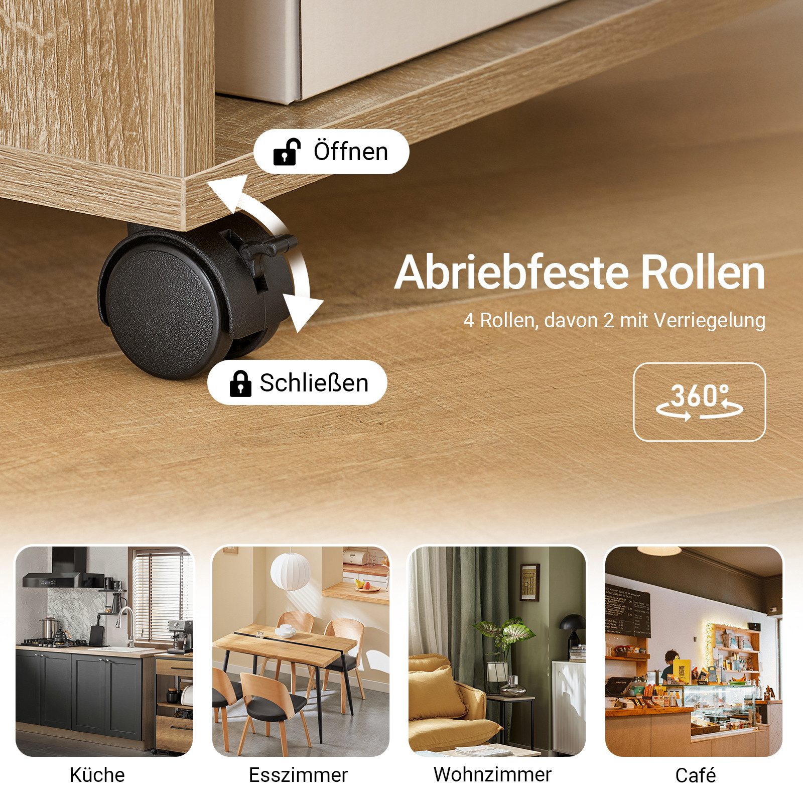 SoBuy Beistellwagen FBT34, Bücherregal, mit Rollen, Wohnzimmer, Schlafzimmer, Büro, Beistelltisch Nachttisch Rollcontainer Aktenschrank Druckerständer