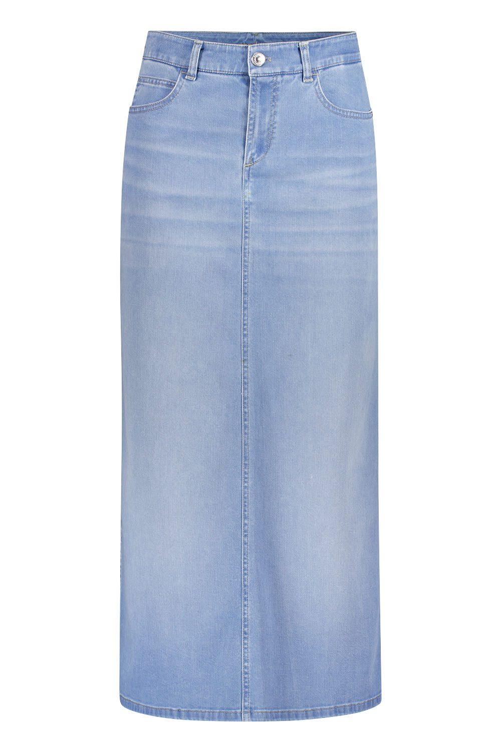 Atelier GARDEUR Straight-Jeans JORIA3-670721-7165, blau, bleach used, Damenrock Stretch-Denim mit bleach used Waschung und sichtbaren Nähten