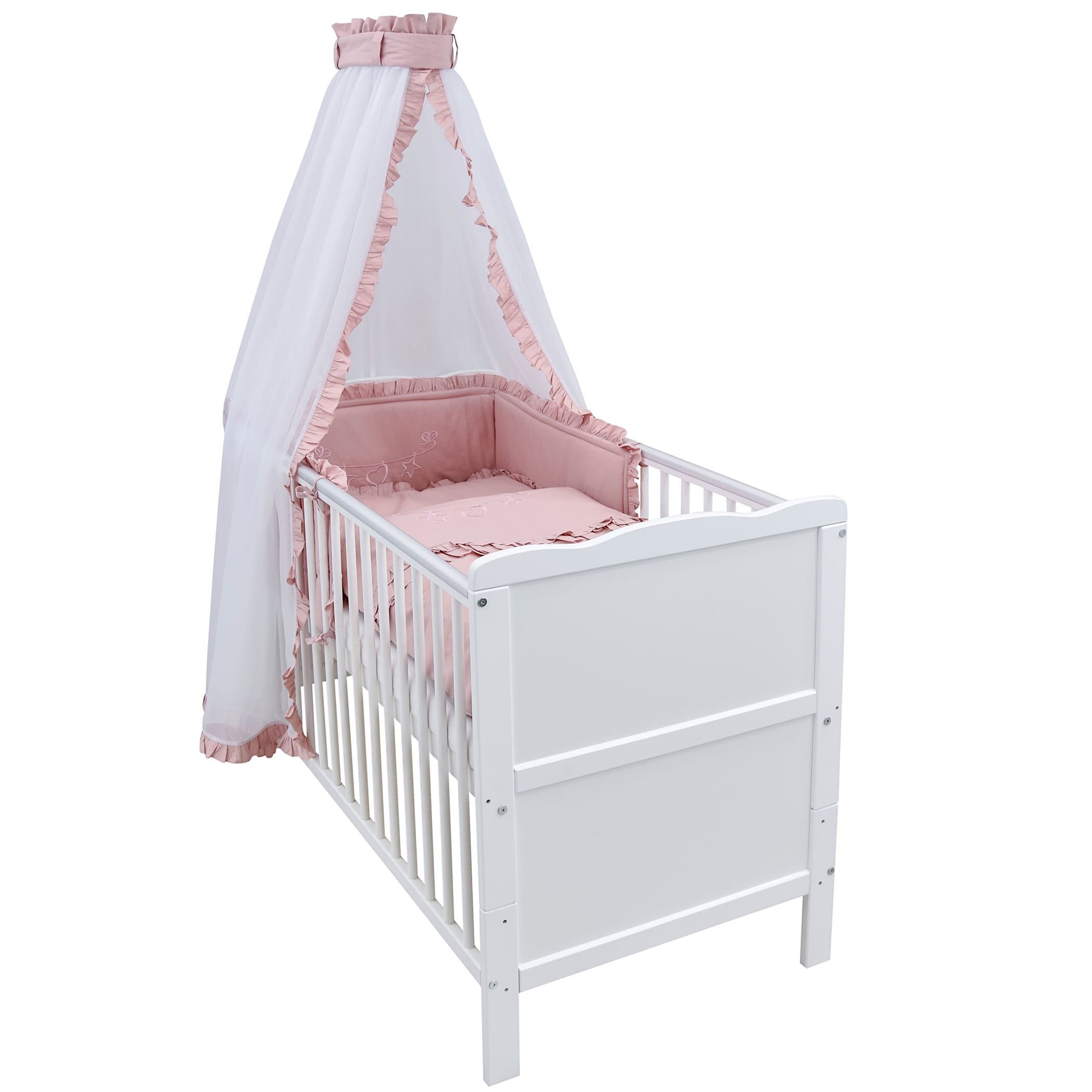 Baby-Delux Komplettbett Babybett Max Komplettset, 10-tlg., Kinderbett 60x120 cm weiß, Bettset verschiedene Designs