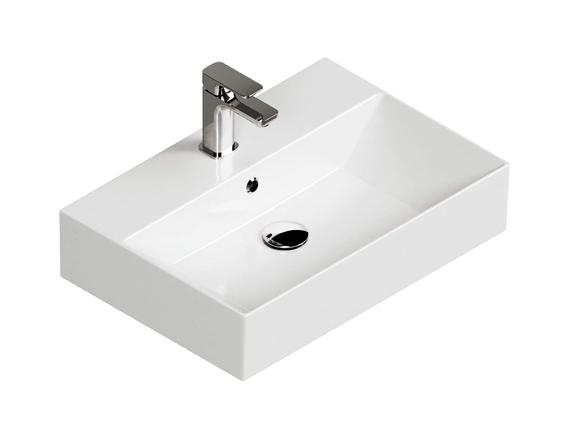 Aqua Bagno Aufsatzwaschbecken Waschbecken 60cm weiß eckig wandhängend Wasch günstig online kaufen