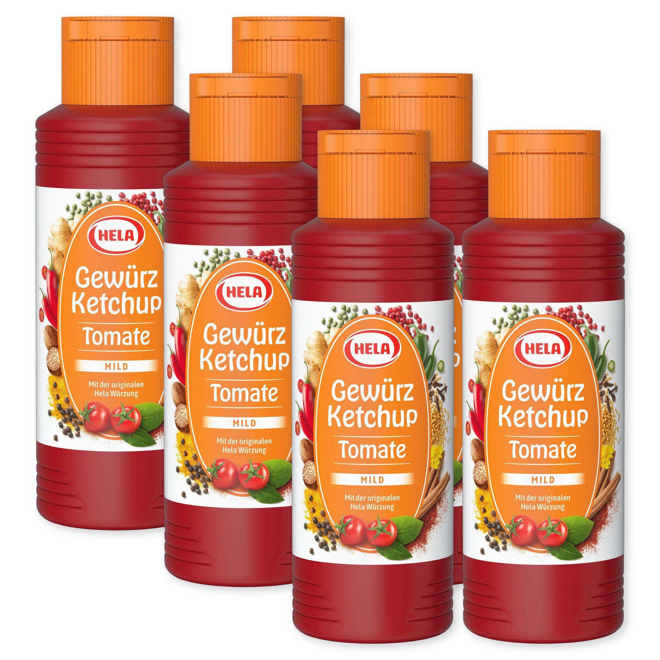 HELA Grillsauce Gewürz Ketchup Tomate mild im 6er Vorratspack (6 x 300 ml), 0.3 l, 300 ml