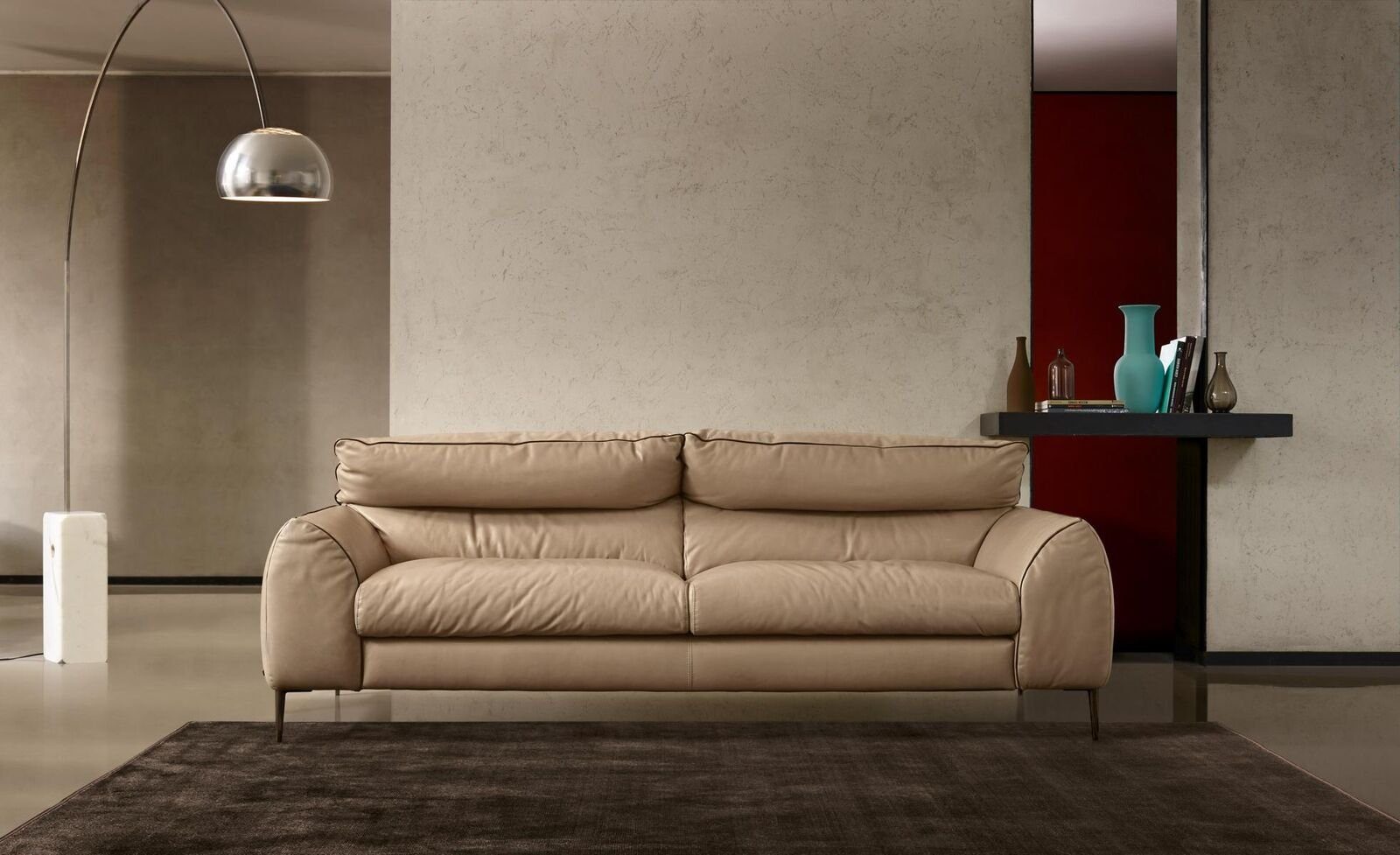 Zweisitzer Sofa Design Sofas Sofas Polster Beige Wohnzimmer Ledersofa JVmoebel
