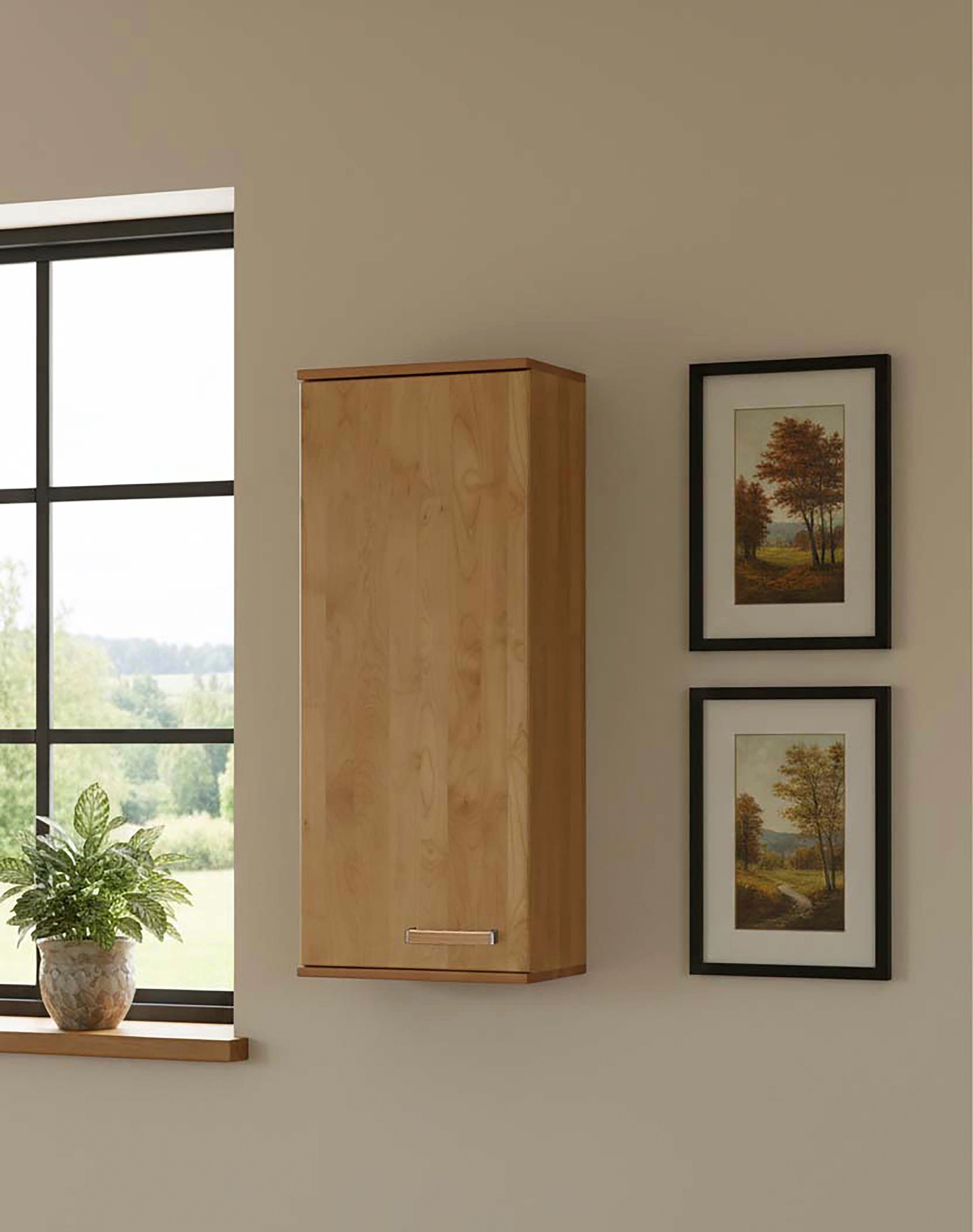 WIEMANN Hängeschrank Lausanne, Wandschrank, Wandregal, teilmassiv Erle (40 x 123 x 30 cm (B/H/T), MADE IN GERMANY) Front aus Massivholz, Türanschlag links