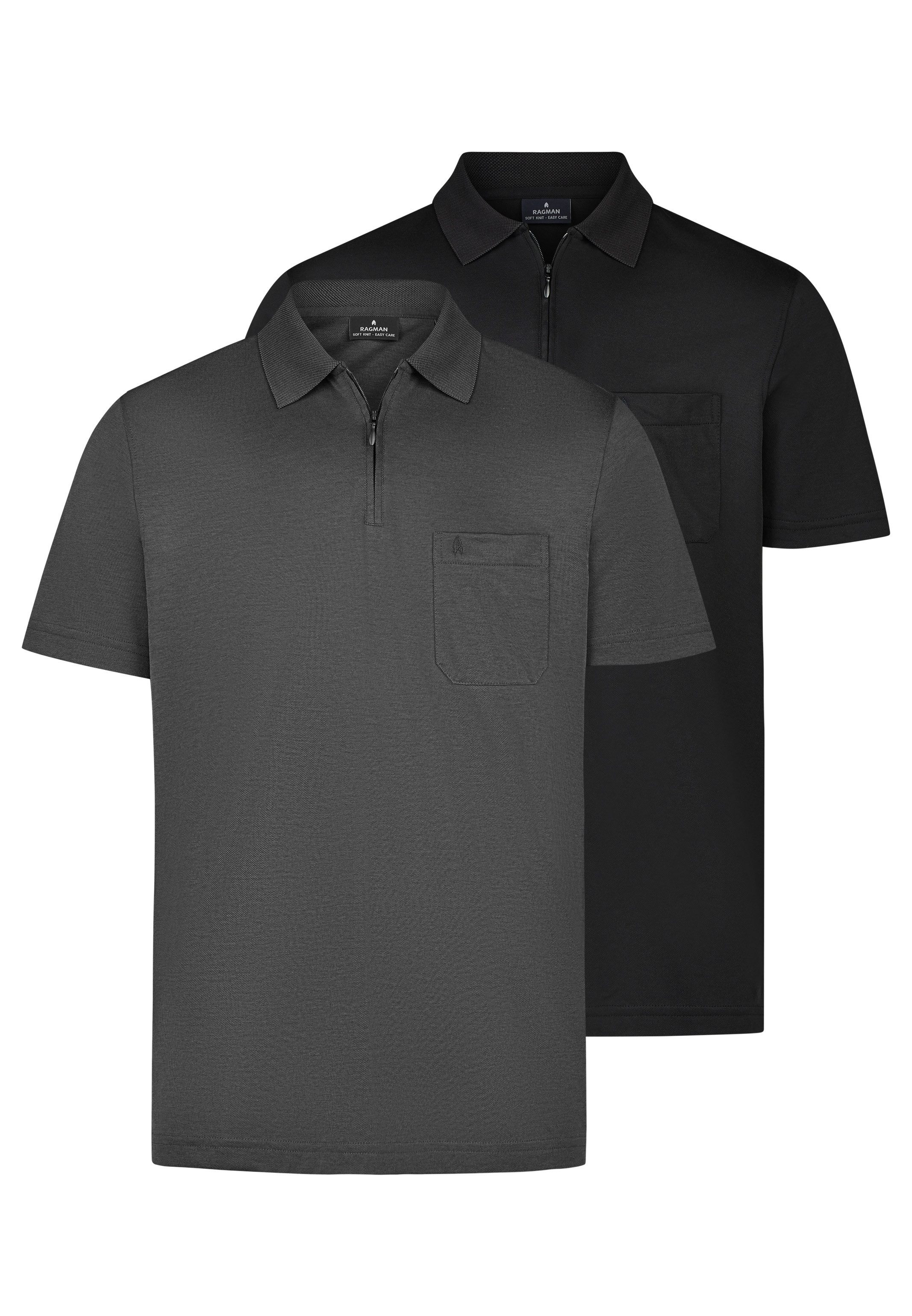 RAGMAN Poloshirt 2er Pack Basic (Spar-Set, 2-tlg) Poloshirt - Baumwolle - Atmungsaktiv