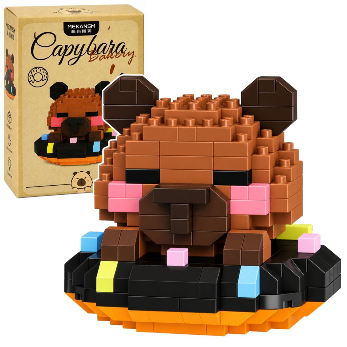 Wisam Lernspielzeug Construction Blocks Mini Figur Capybara auf Donut Braun 306 Teile.