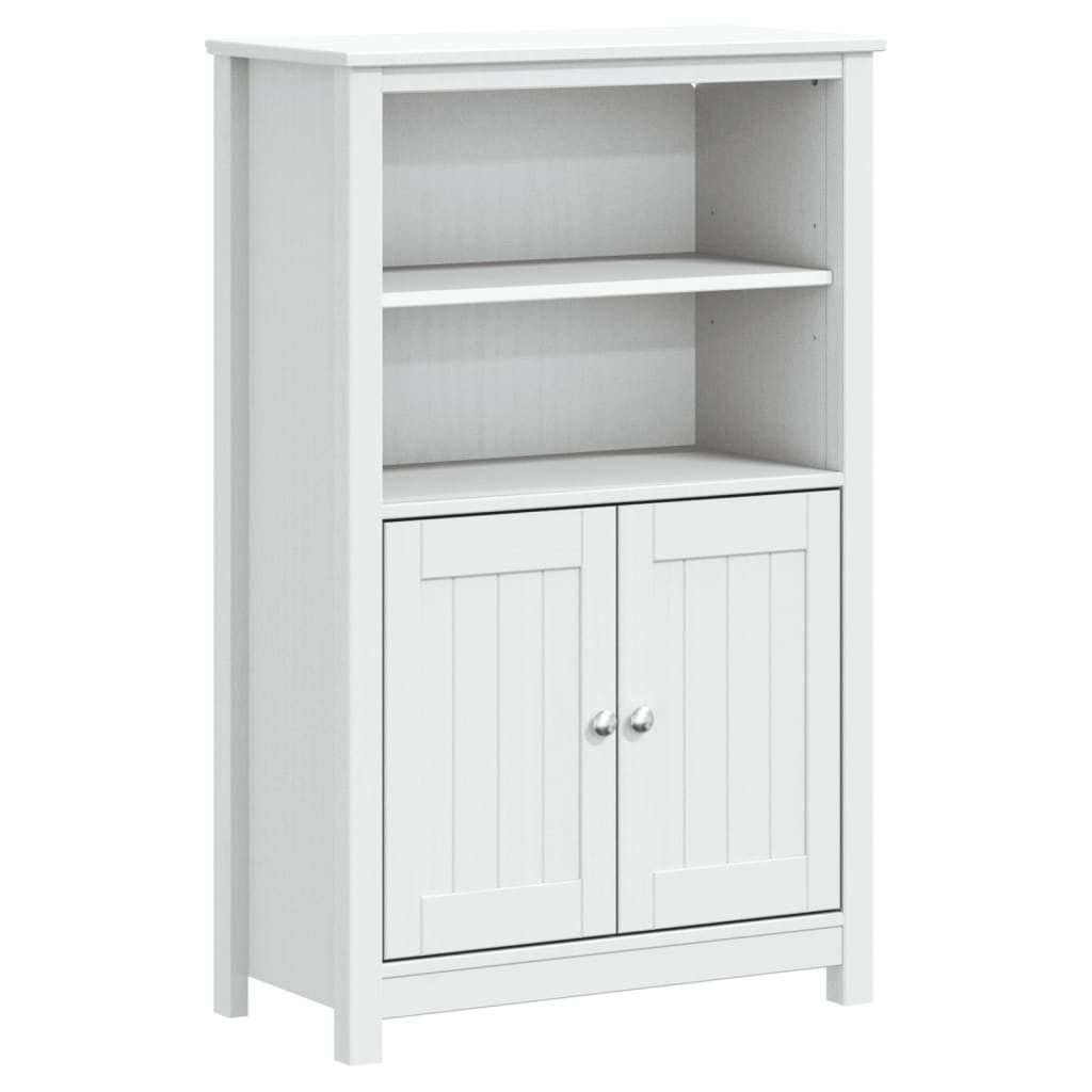 Badezimmer-Set Badschrank BERG Weiß 69,5x34x110 cm Massivholz Kiefer
