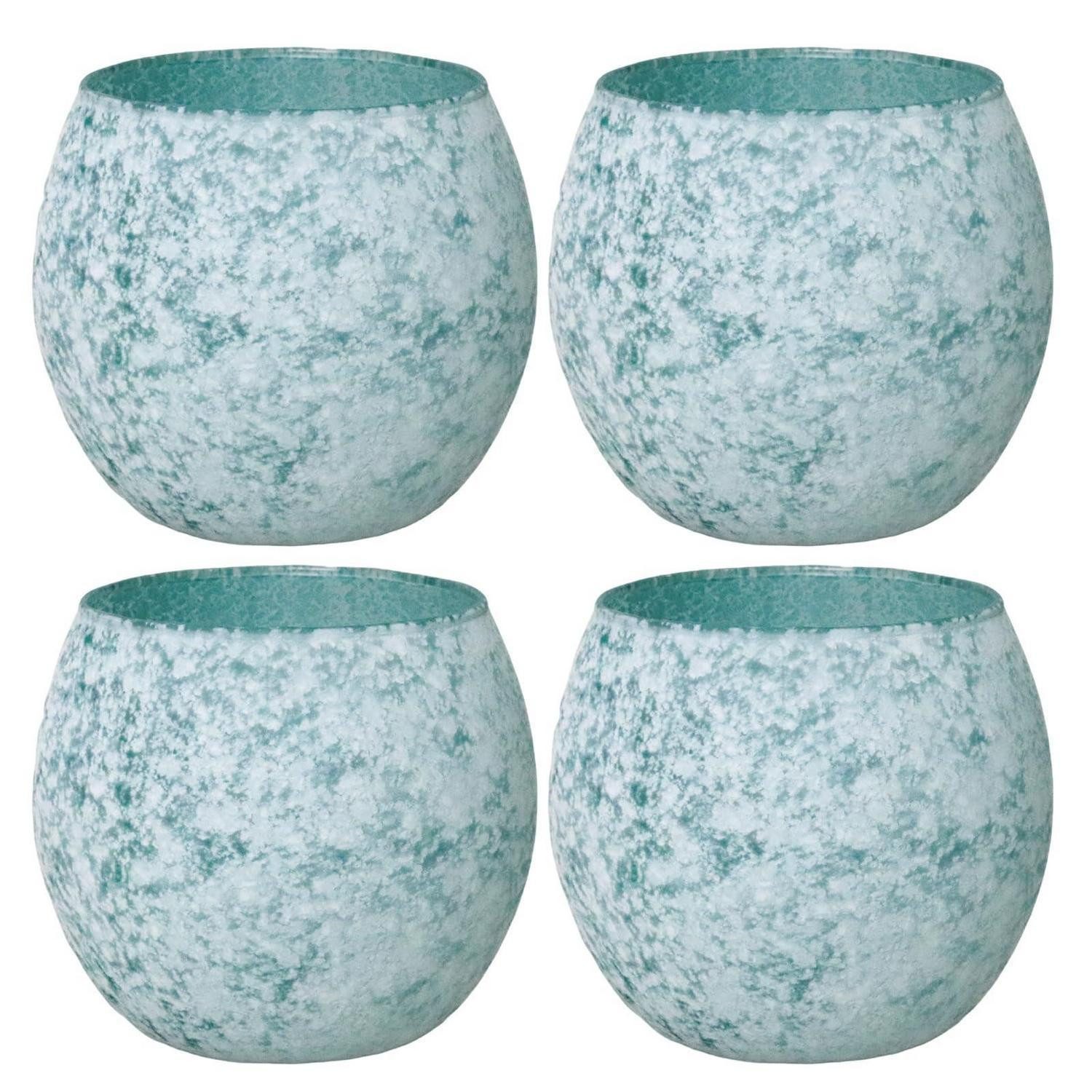 LuxusKollektion Teelichthalter Teelichthalter Set blau Glas 4er (4 St)