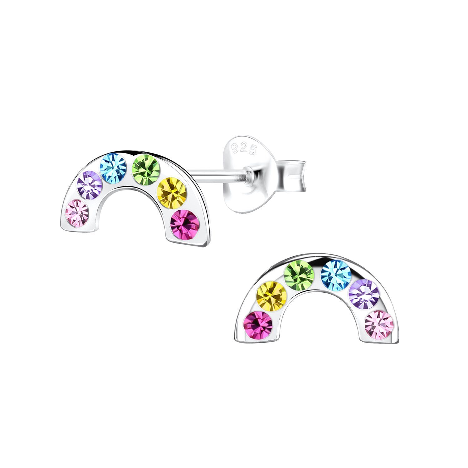 ALEXANDER YORK Paar Ohrstecker HALBKREIS Kristall Regenbogen, 2-tlg., 925 Sterling Silber