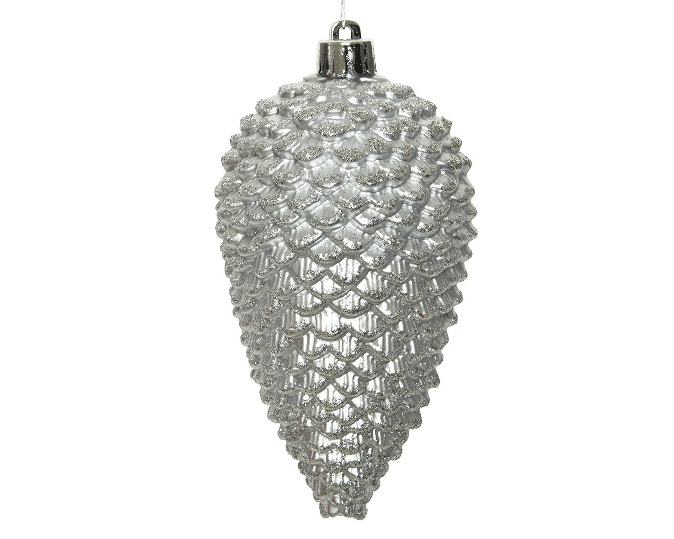 Kaemingk Christbaumschmuck, Christbaumschmuck Zapfen 12cm Kunststoff 4 Stück - Silber