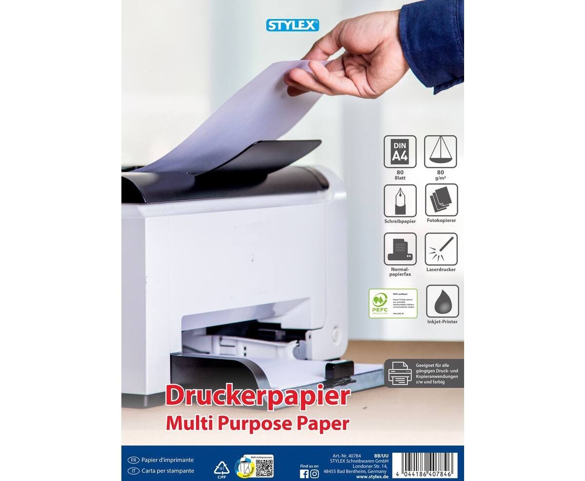 Stylex Papierkarton Stylex Druckerpapier DIN A4 mit 80 Blatt