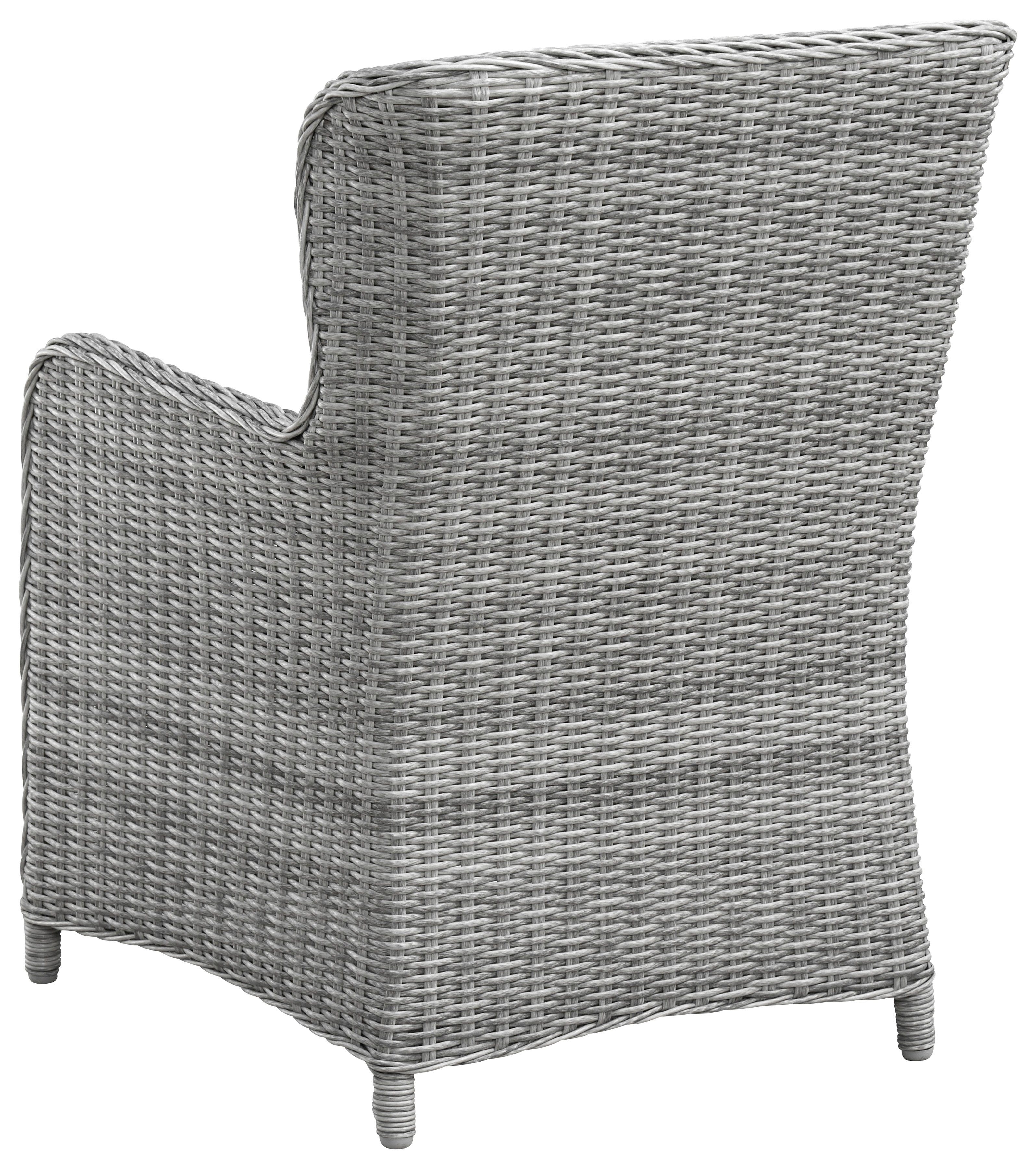 KONIFERA Garten-Essgruppe Seattle, (Set, 19-tlg., 6x Sessel, 1xTisch 170x90 cm, inkl. Auflagen, Polyrattan, Aluminium), Tischbeine aus Akazie, Tischplatte aus 5mm starkem Sicherheitsglas