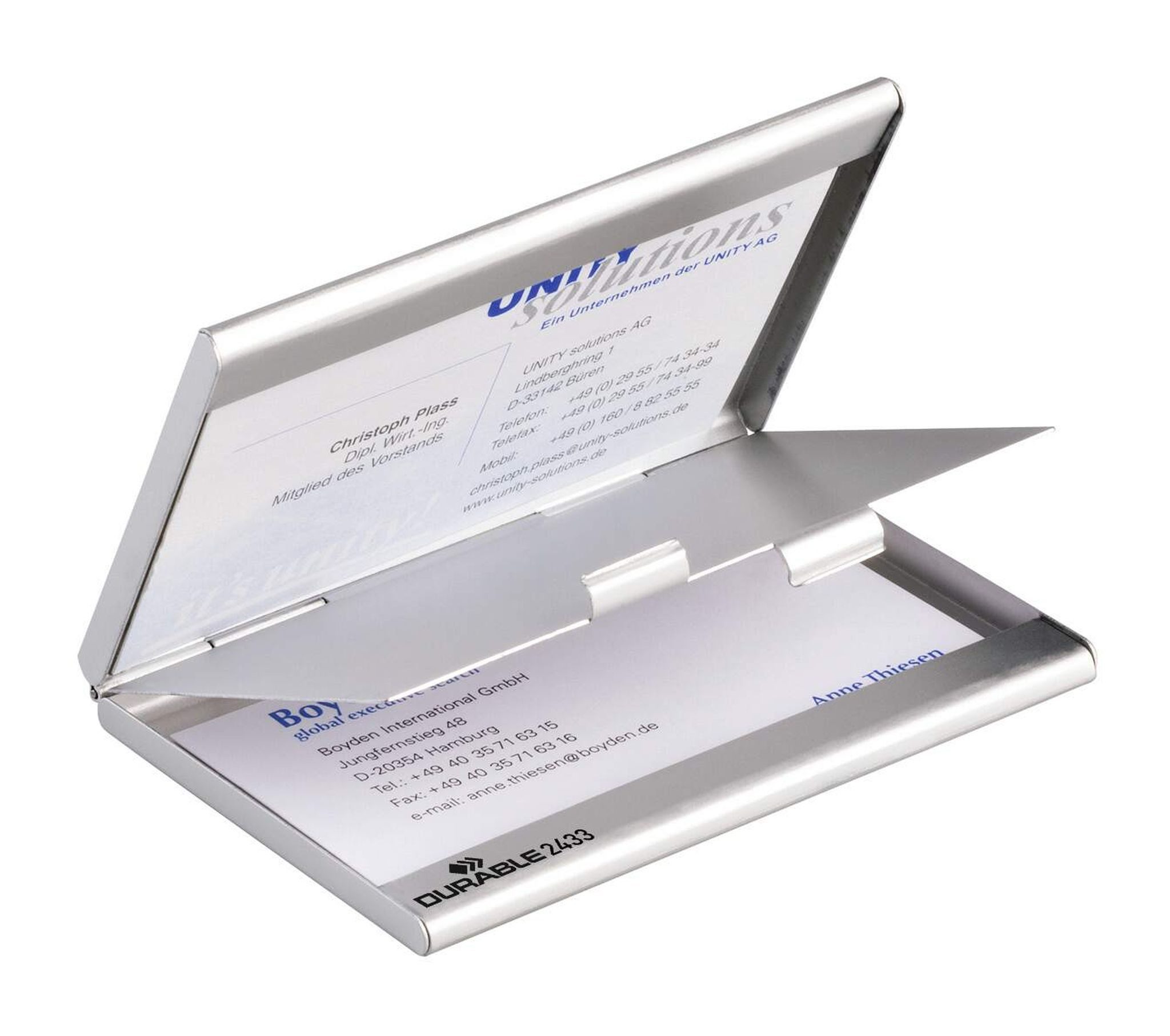 DURABLE Visitenkartenhülle Durable Visitenkartenspender Metall si mit Trennfach 930x650x110mm
