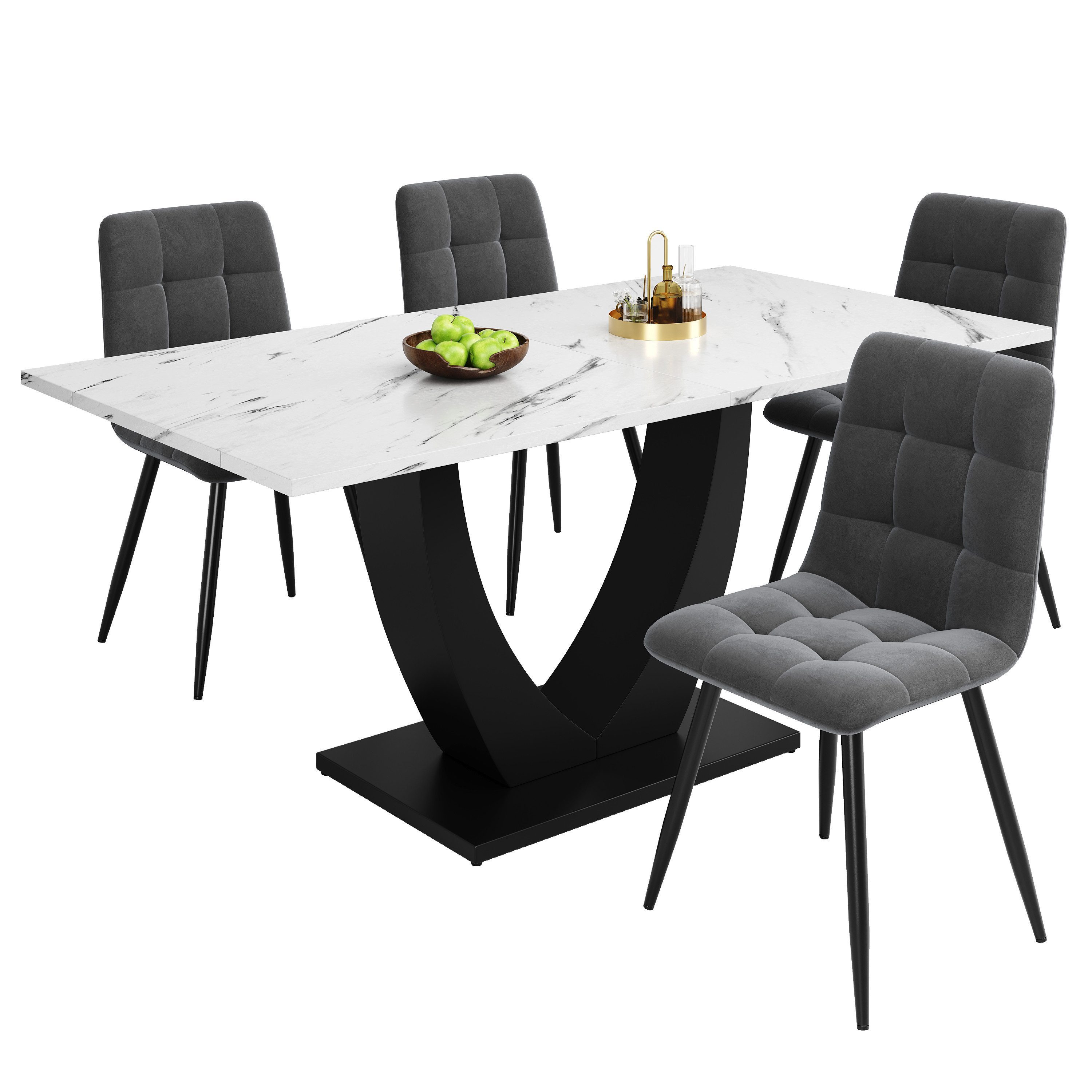 MODFU Esstisch Moderne Esstisch,Küchentisch,Esstisch-Set (Modernes 5-teilig günstig online kaufen