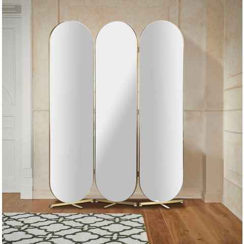 Guido Maria Kretschmer Home&Living Raumteiler, ovale Spiegelflächen, Rückseite mit Samtvelours Bezug, Breite 138,5 cm