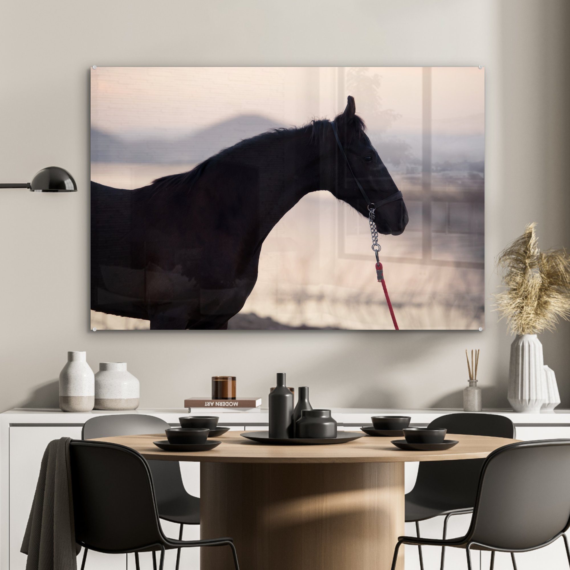 Pferd & (1 Sonnenaufgang Schlafzimmer Wohnzimmer - - St), Marwari, Acrylglasbilder Acrylglasbild MuchoWow