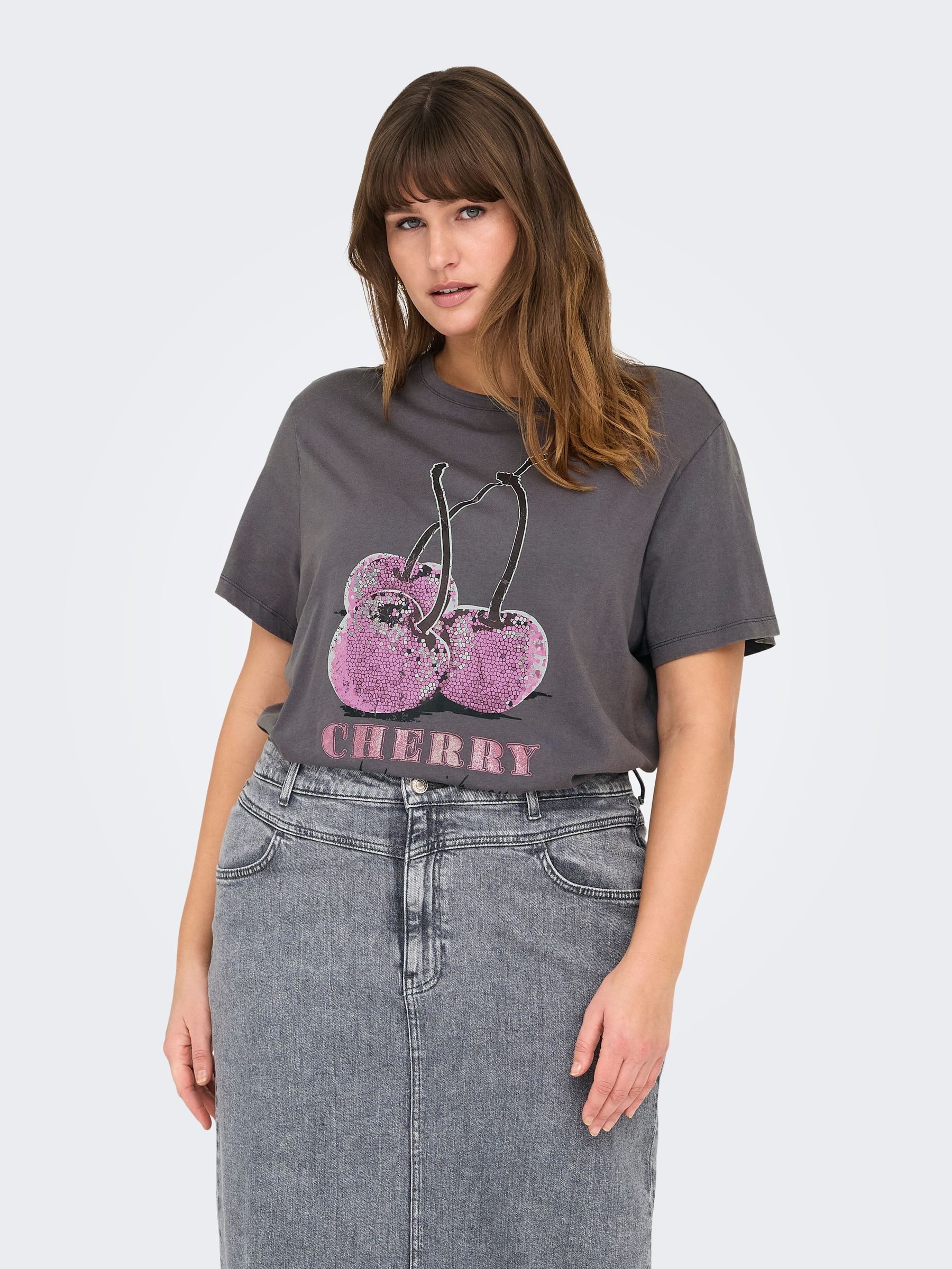 ONLY CARMAKOMA T-Shirt Rundhals Kurzarm Print günstig online kaufen