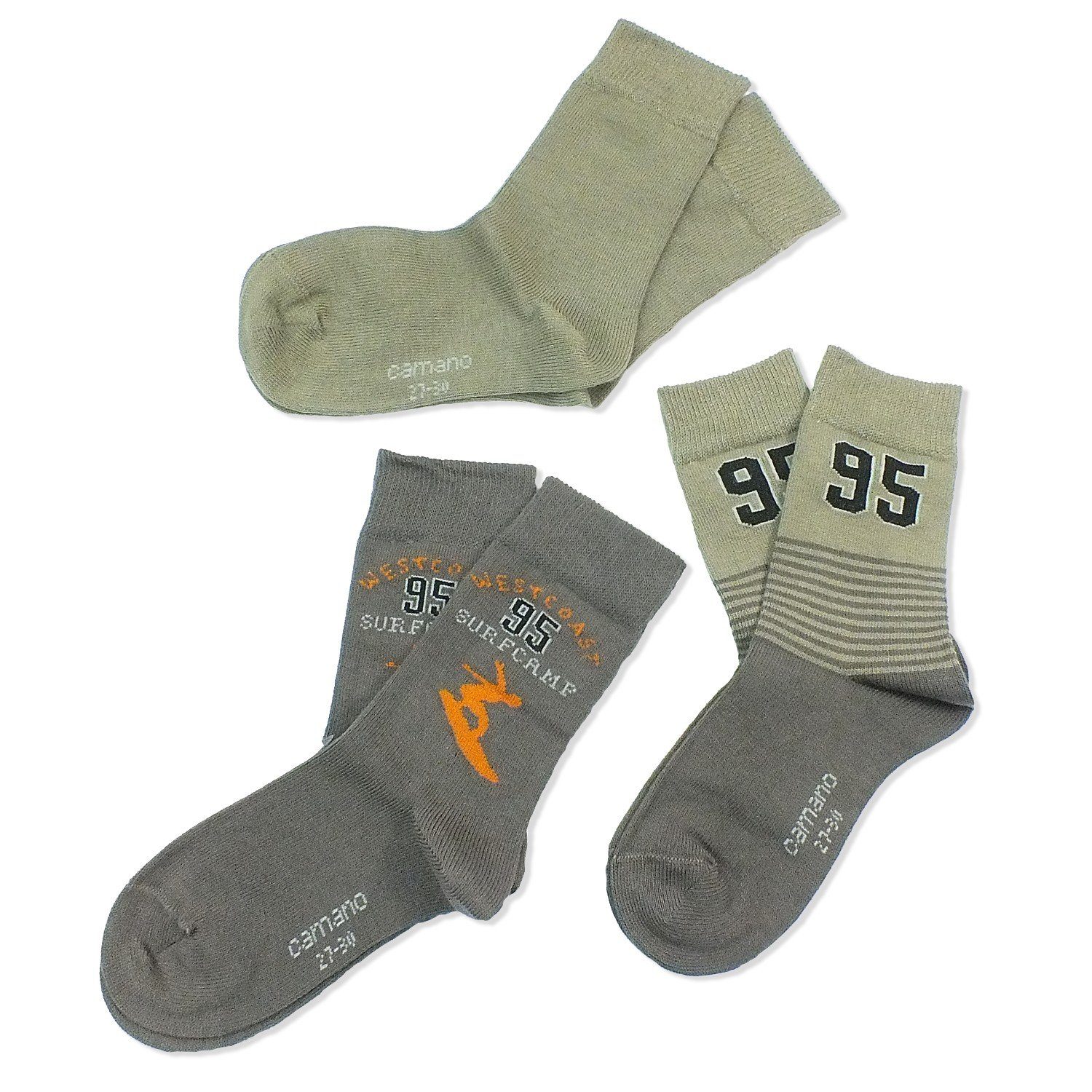 Camano Langsocken CA3841 (Packung, 3-Paar, 3 Paar) Kinder Socken, Jungen & Mädchen mit Baumwolle, Kindersocken
