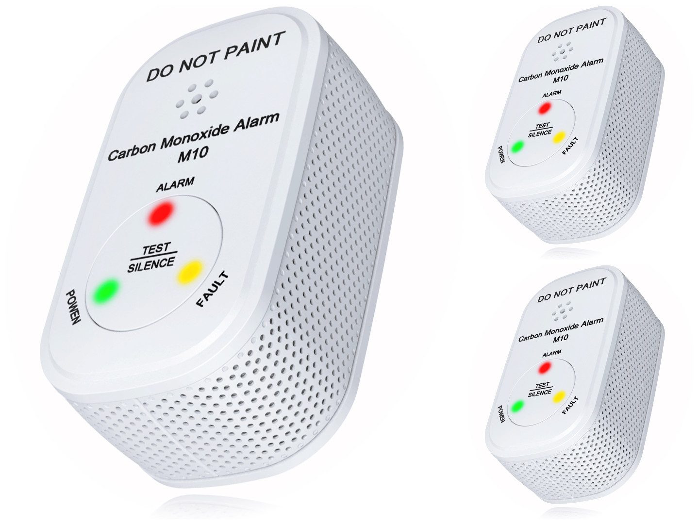 NEMAXX M10 Mini CO-Warnmelder 3er Set CO-Melder (Elektrochemischer Sensor/integrierte Batterie/10 Jahre Lebensdauer)