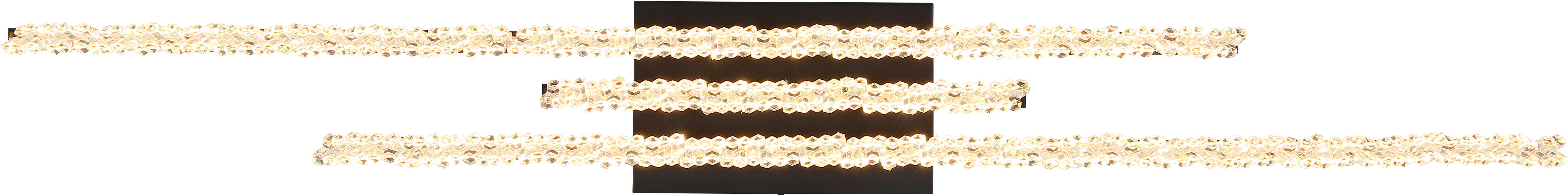 GLOBO LIGHTING Deckenleuchte HILTON, LED fest integriert, Warmweiß, Deckenleuchte Schwarz/Alu, Acrylkristalle, LED 36W