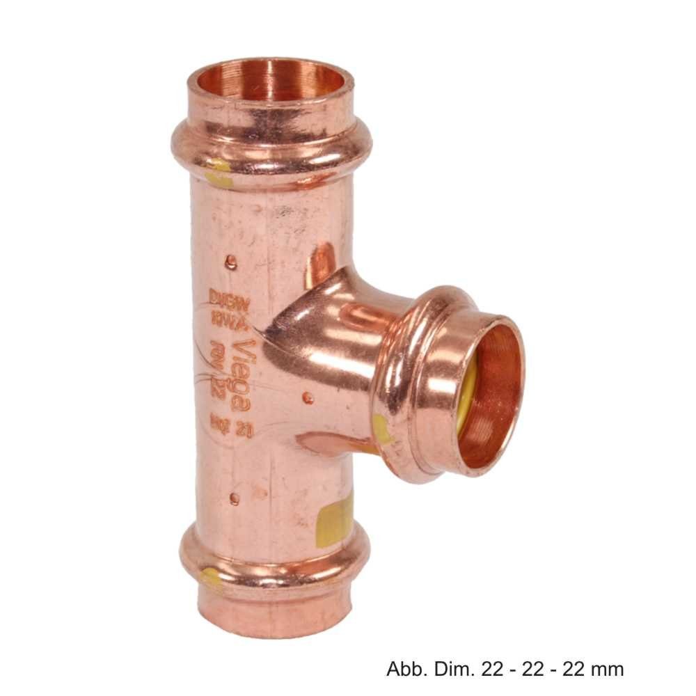 Wasserrohr Viega Profipress-G Kupfer T-Stück, Serie 2618, 42-42-42 mm