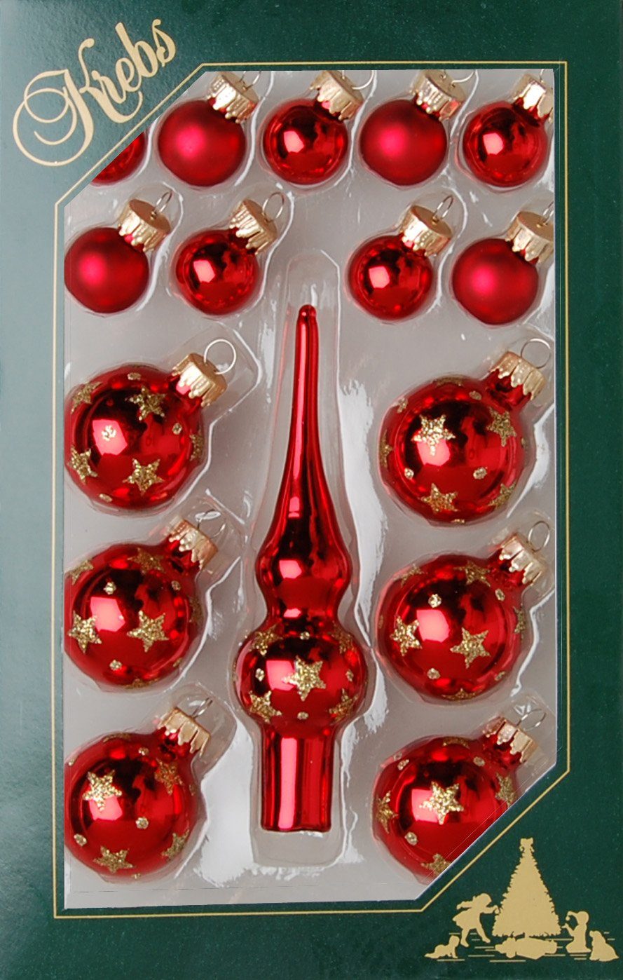 Krebs Glas Lauscha Christbaumschmuck Rot Mini-Dekoset günstig online kaufen