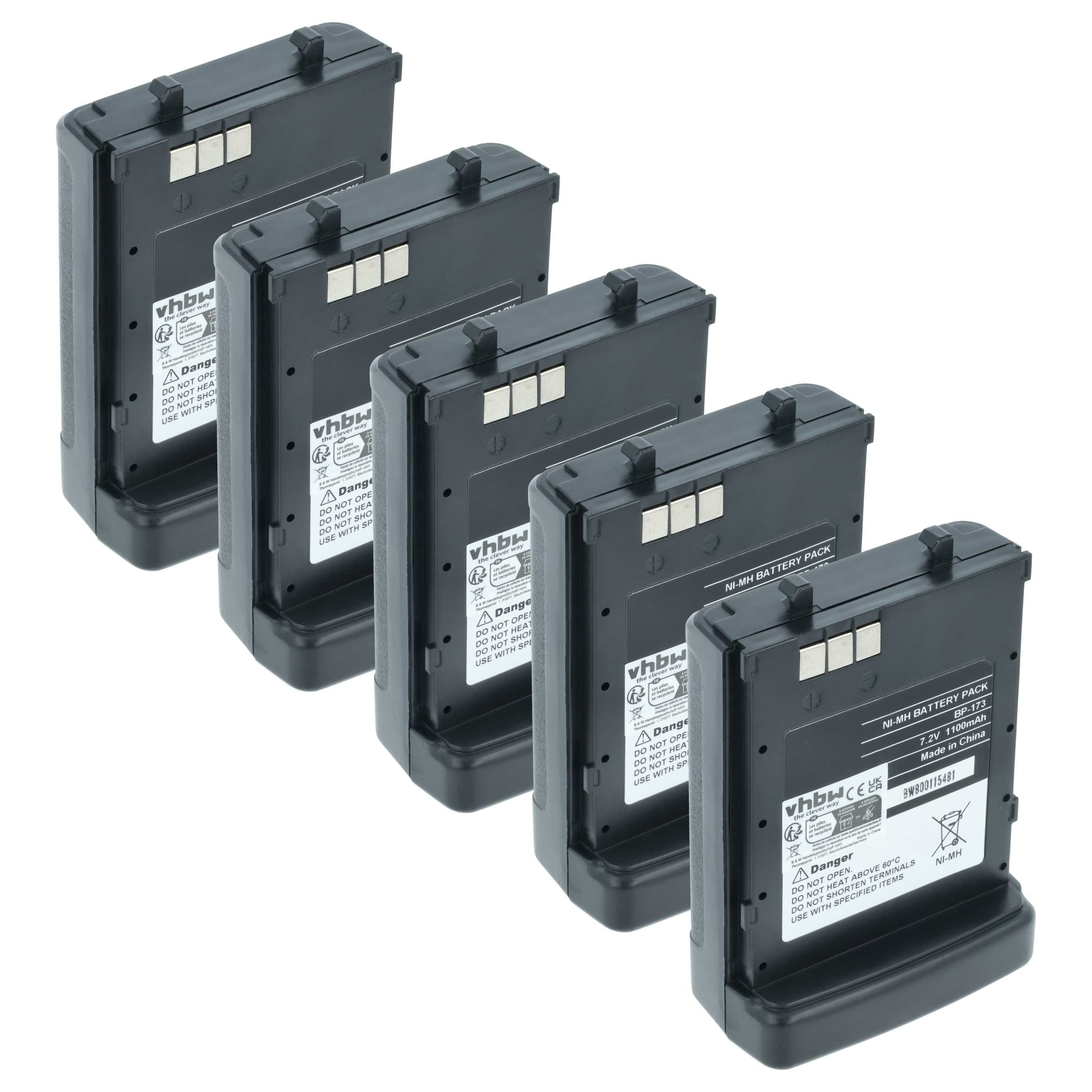 vhbw Akku passend für Icom IC-W32A, IC-Z1E, TC-T42E, IC-Z1, IC-Z1A, Akku Akku NiMH 1100 mAh (7,2 V, 5 St), Leistungsfähige Austausch-Akkus für Ihr Funkgerät, Walkie-Talkie