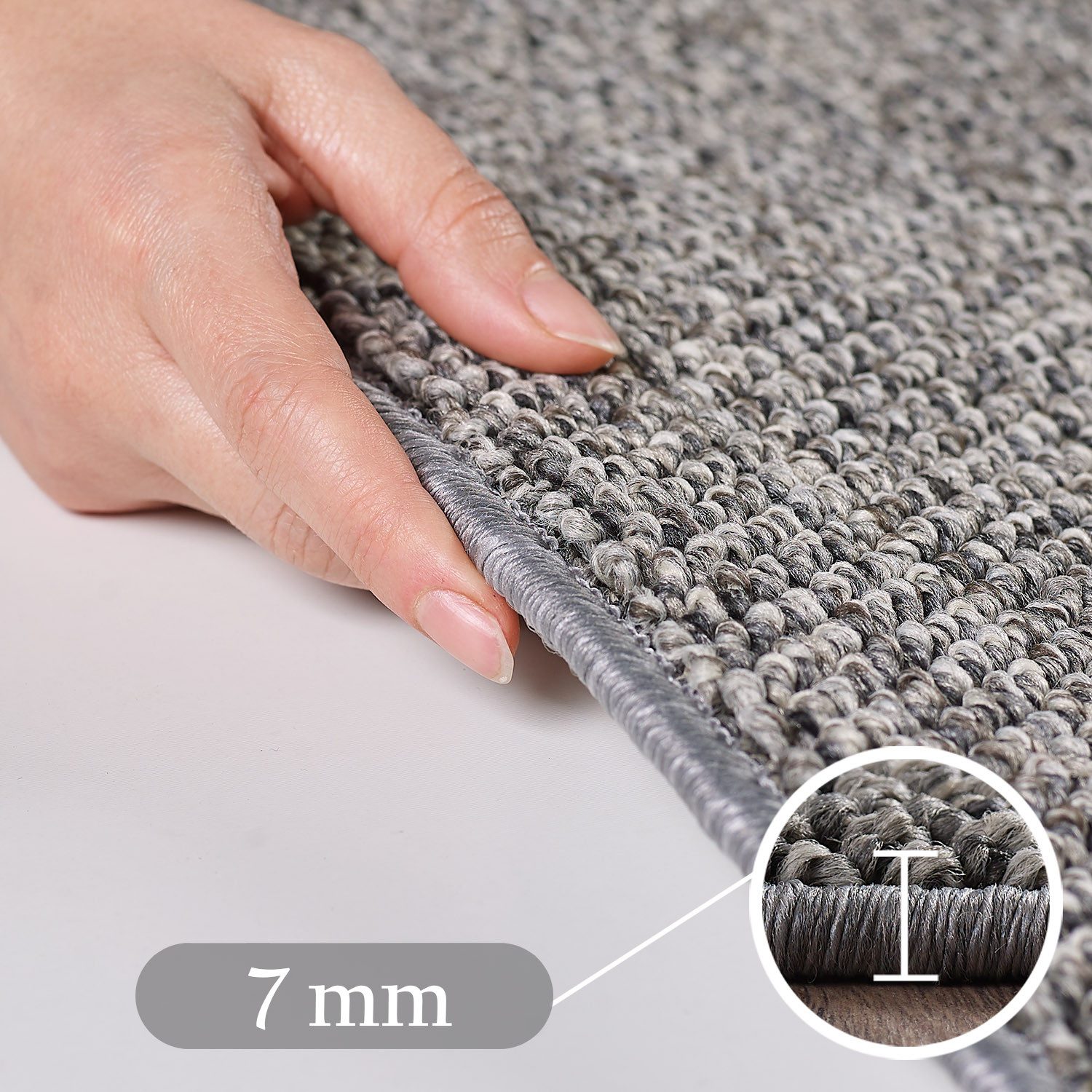 Carpettex Schlingenteppich Unicolor, Rechteckig, Höhe: 7 mm, Schlingenteppich Schlafzimmer Einfarbig Meliert Design