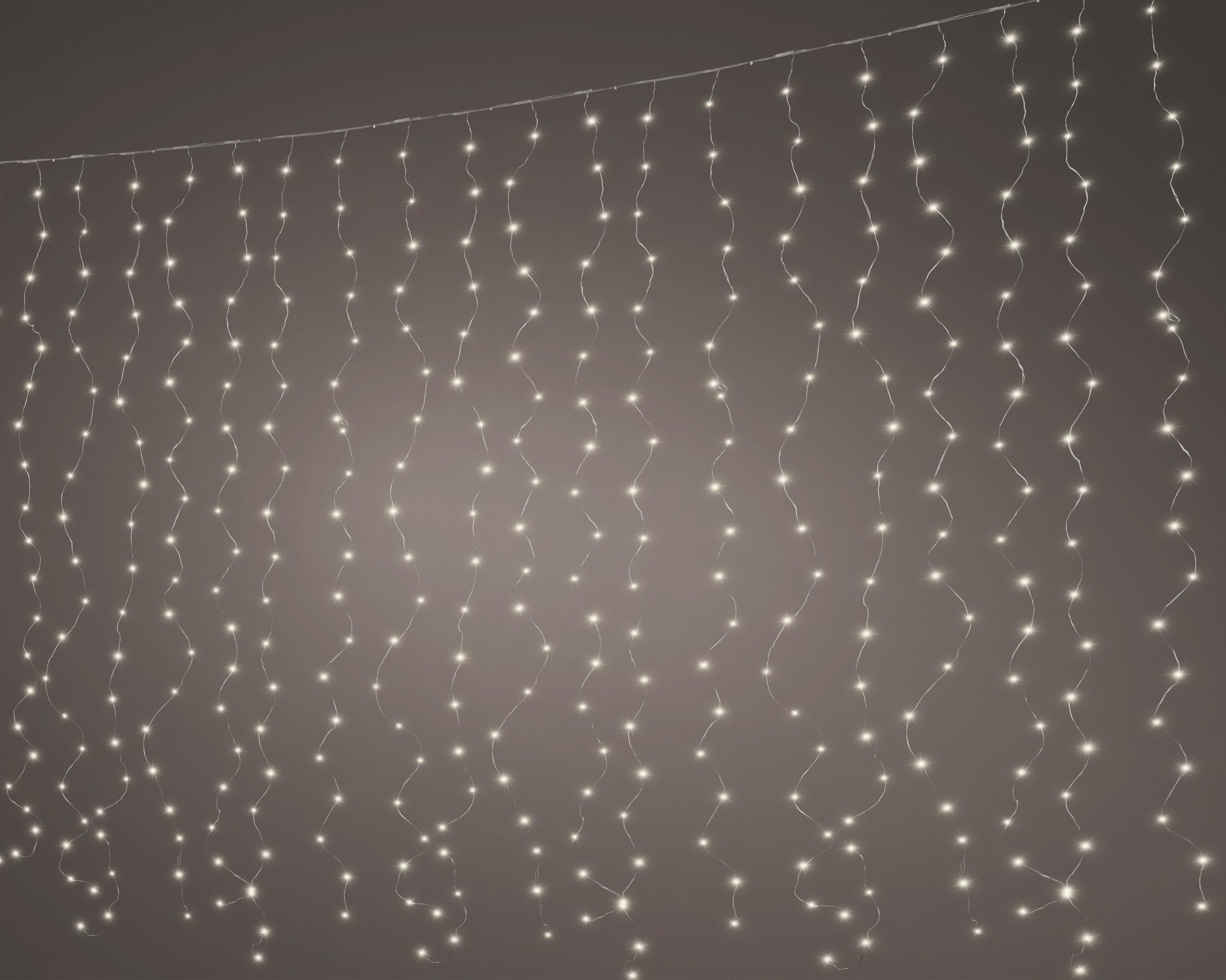 Lumineo Lichtervorhang Lumineo Lichtvorhang CURTAIN LIGHTS 800 LED 3,9x2 m warm weiß, transp., Indoor/Outdoor, 8h-Timer, + 5 m Zuleitung, Lichterkette
