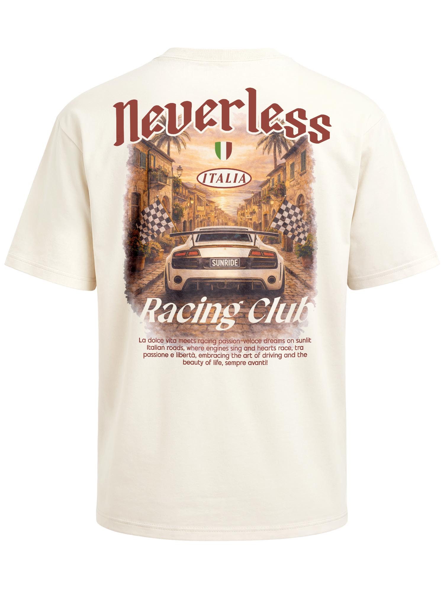 Neverless Oversize-Shirt Herren T-Shirt - Racing Club - Oversized Relaxed Fit Sommer Fashion mit Print