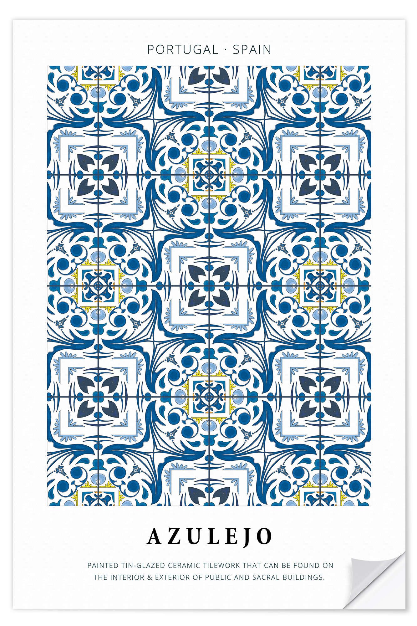 Posterlounge Wandfolie Editors Choice, Azulejo (englisch), Badezimmer Grafikdesign