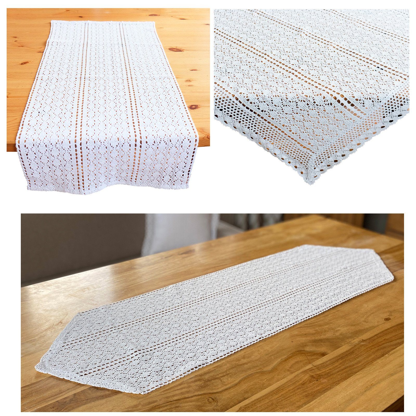 Tischdecke heimtexland ® Tischwäsche Häkelspitze Landhaus Tischdeko Vintage Häkel