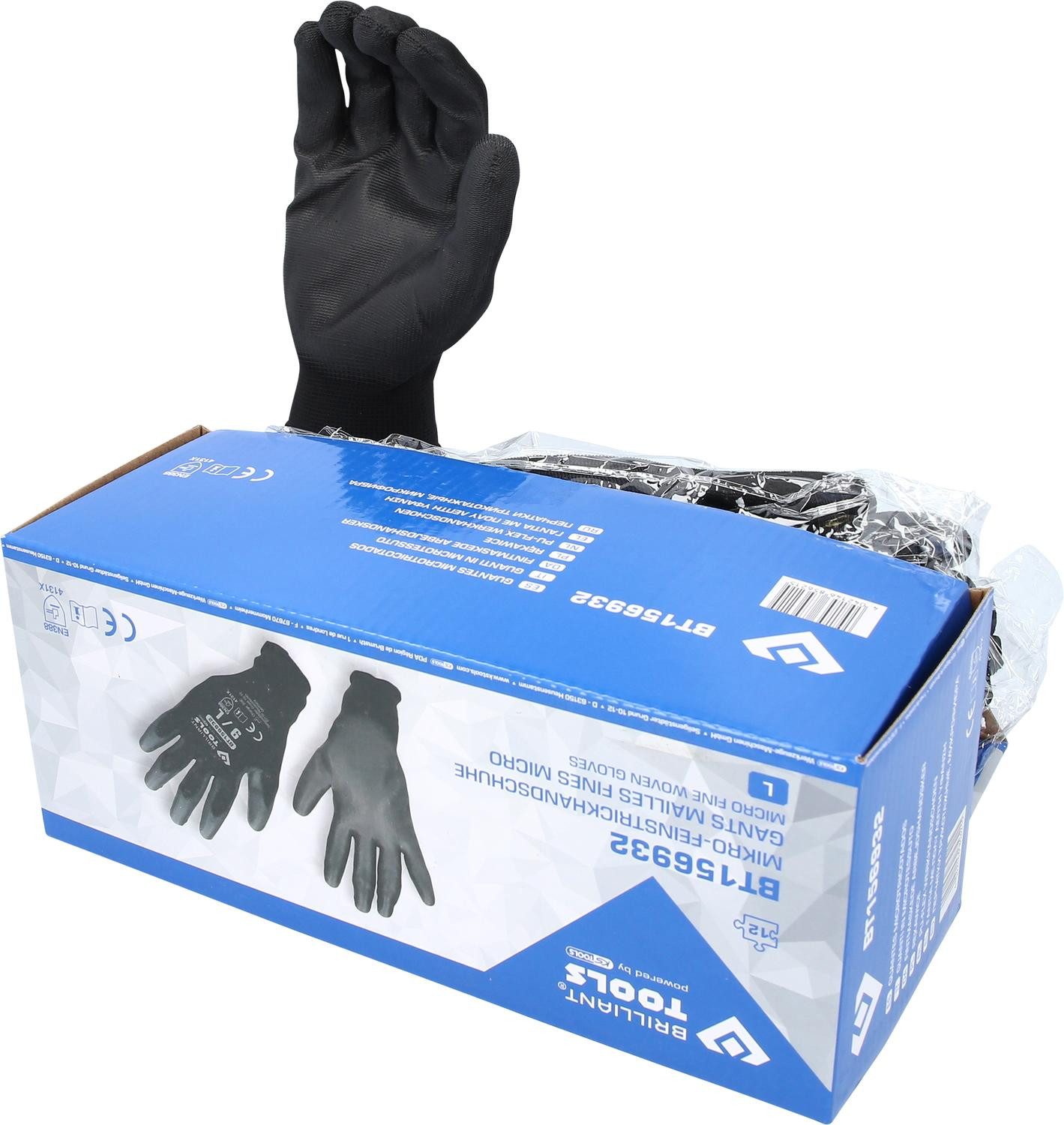 Brilliant Tools Arbeitshandschuhe Mikro-Feinstrickhandschuhe, Größe 9 / L