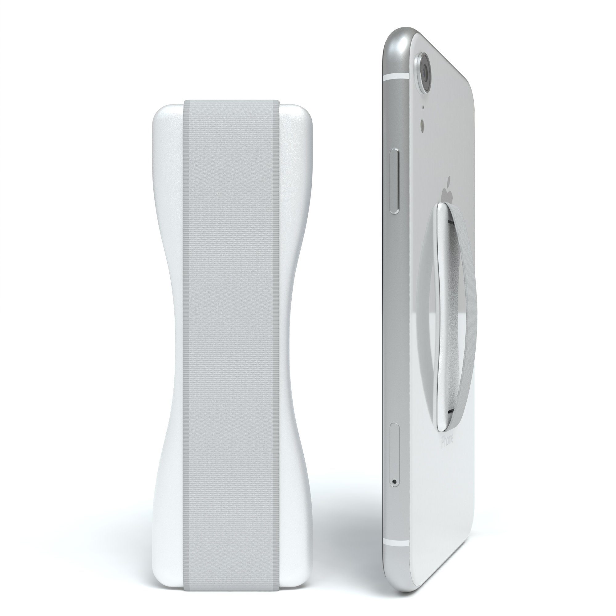 EAZY CASE Smartphone-Halterung Handy Finger Halterung mit Gummiband, (Finger Halter Handy Griff Fingerhalterung Handy Handyhalterung Weiß)